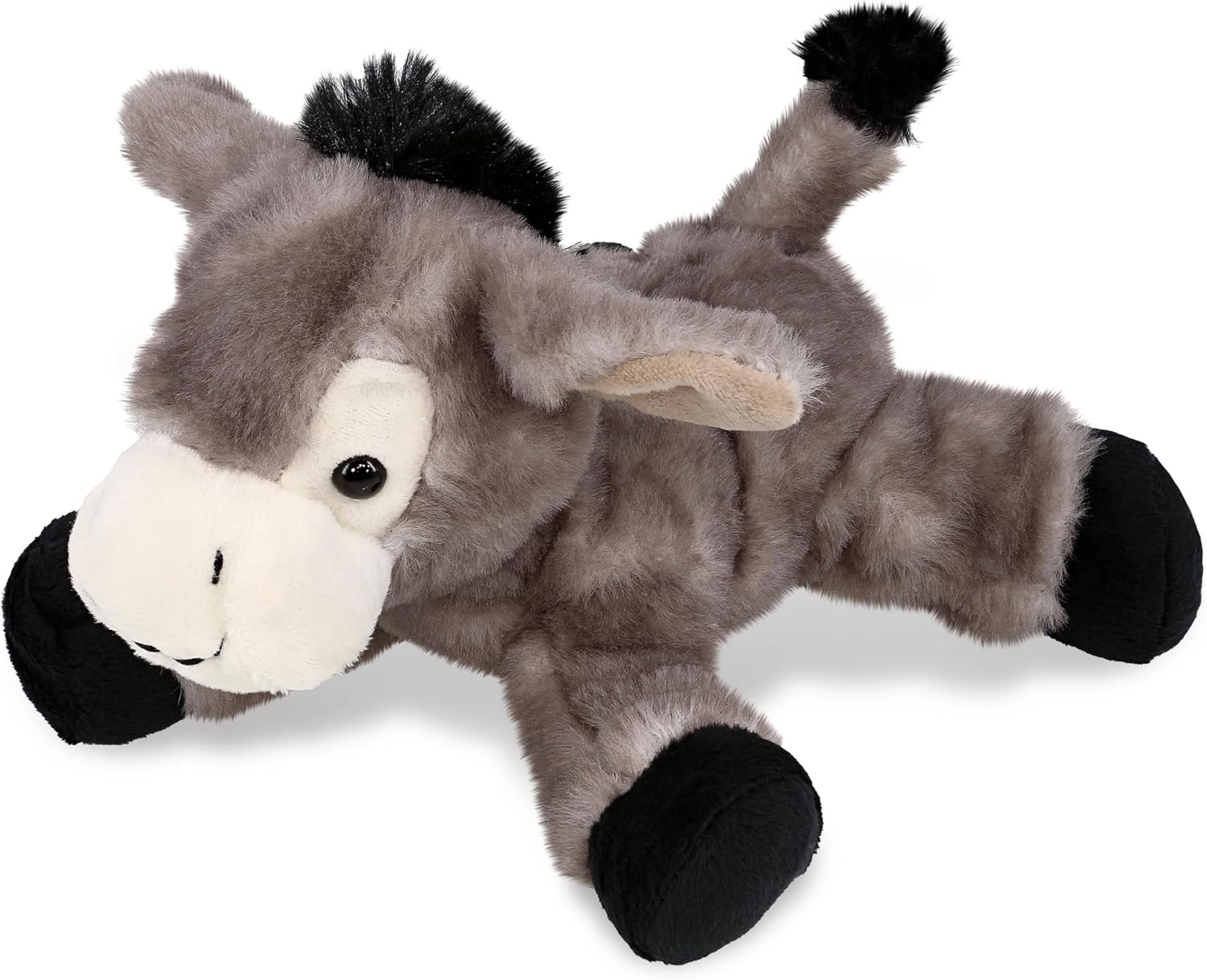 Puzzled DolliBu Laying Donkey Plush - 9 Inch Huggable Grey Stuffed Animal