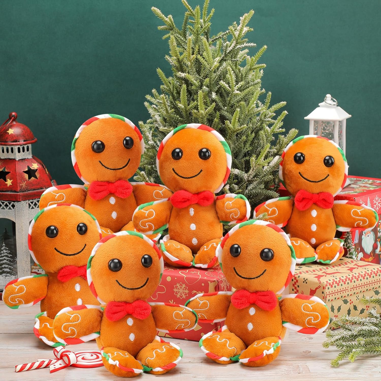 Poen 6 Pcs Christmas Gingerbread Plush Stuffed Animals