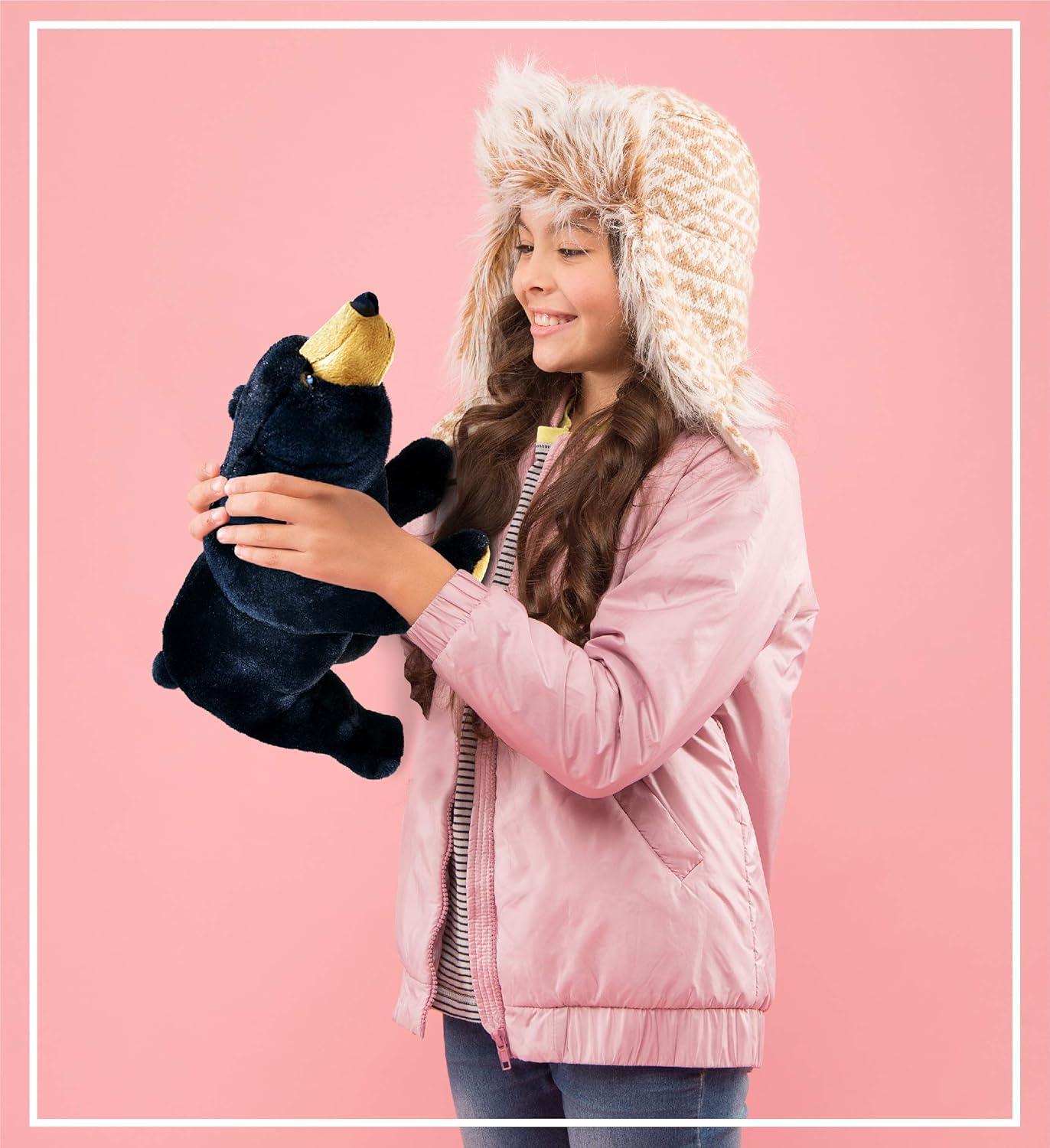 DolliBu Plush Black Bear - 16 Inches Huggable Toy