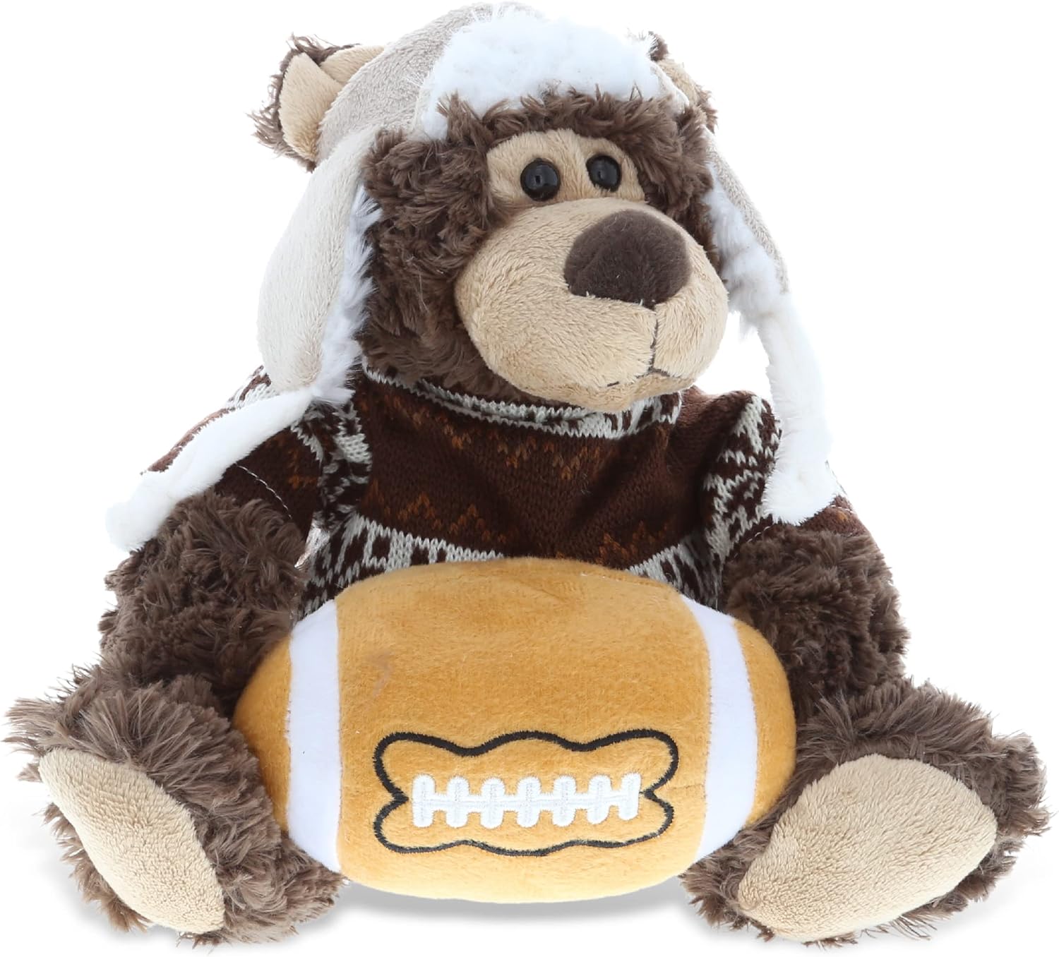 DolliBu Grizzly Bear with Football Stuffed Animal