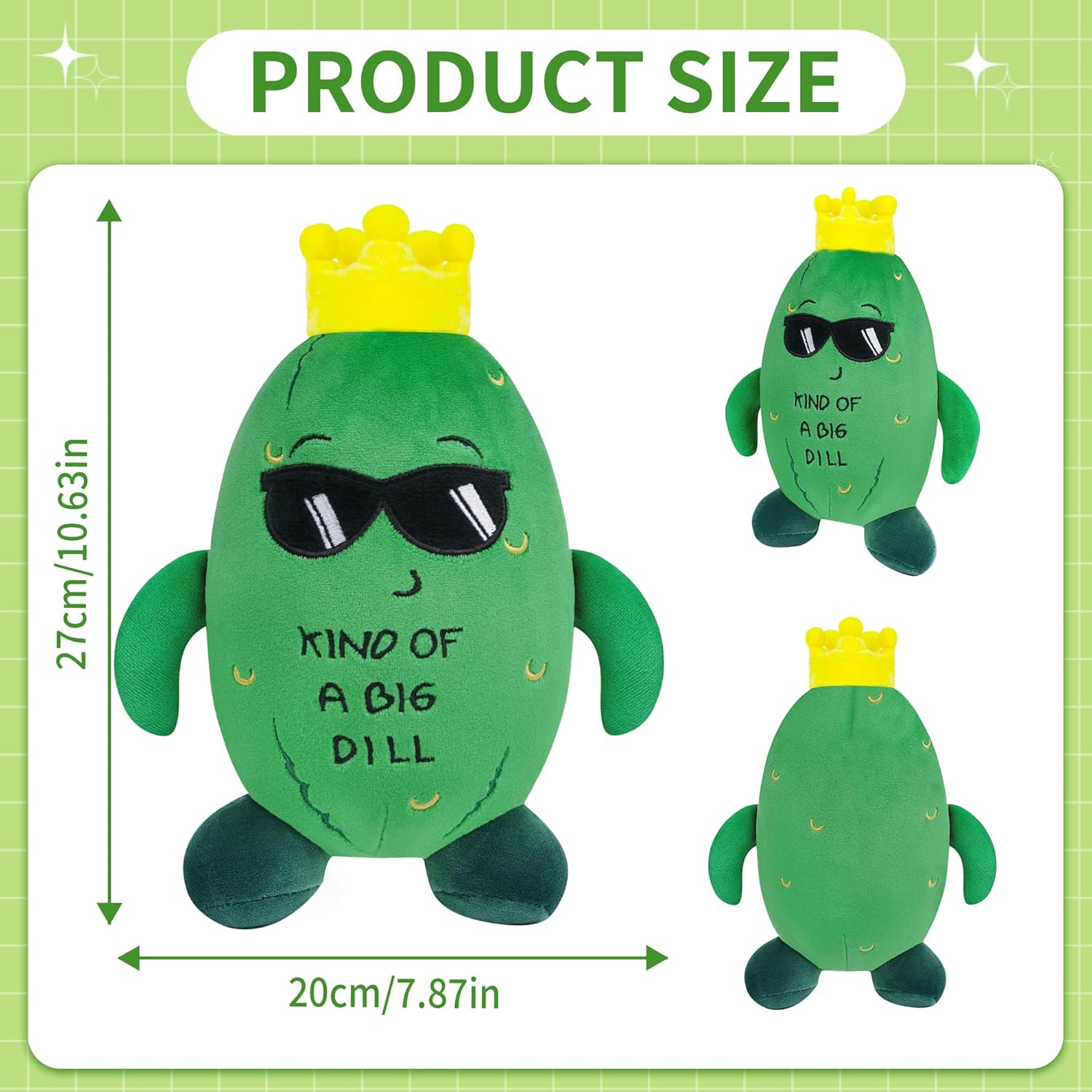 Pickle Stuffed Animal Plush Toy with Sunglasses