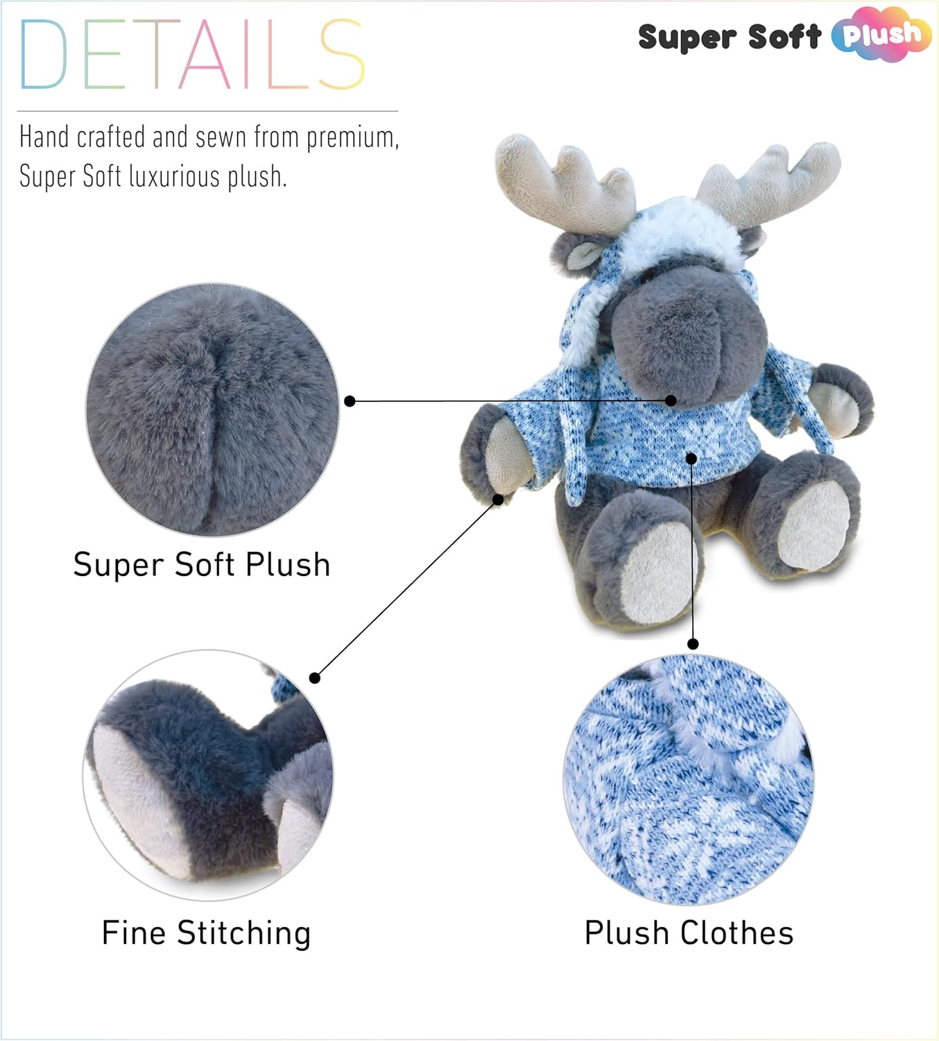 Puzzled DolliBu Plush Moose Toy - 9 Inches