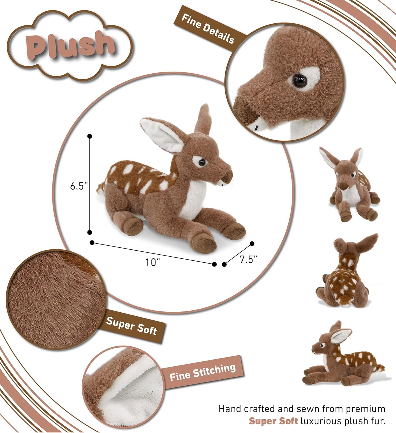 DolliBu Fawn Deer Super Soft Plush Toy 10 Inches