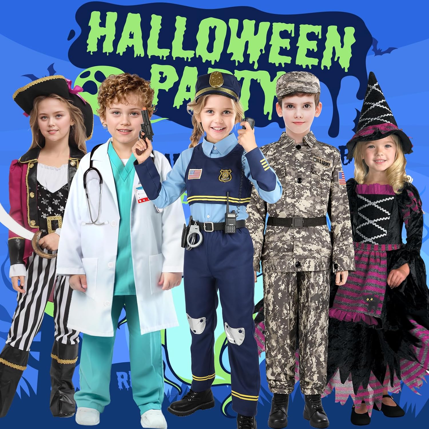 YADIYA Police Costume Set for Kids 3-12