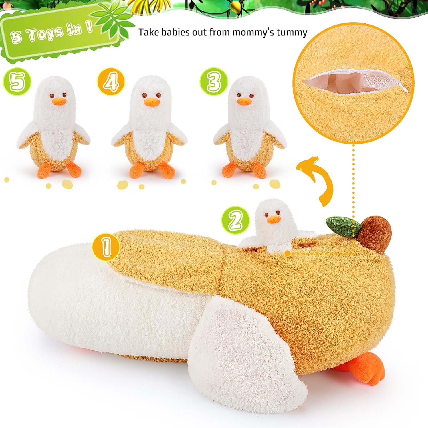 Auspicious Beginning 5-Piece Banana Duck Plush Set