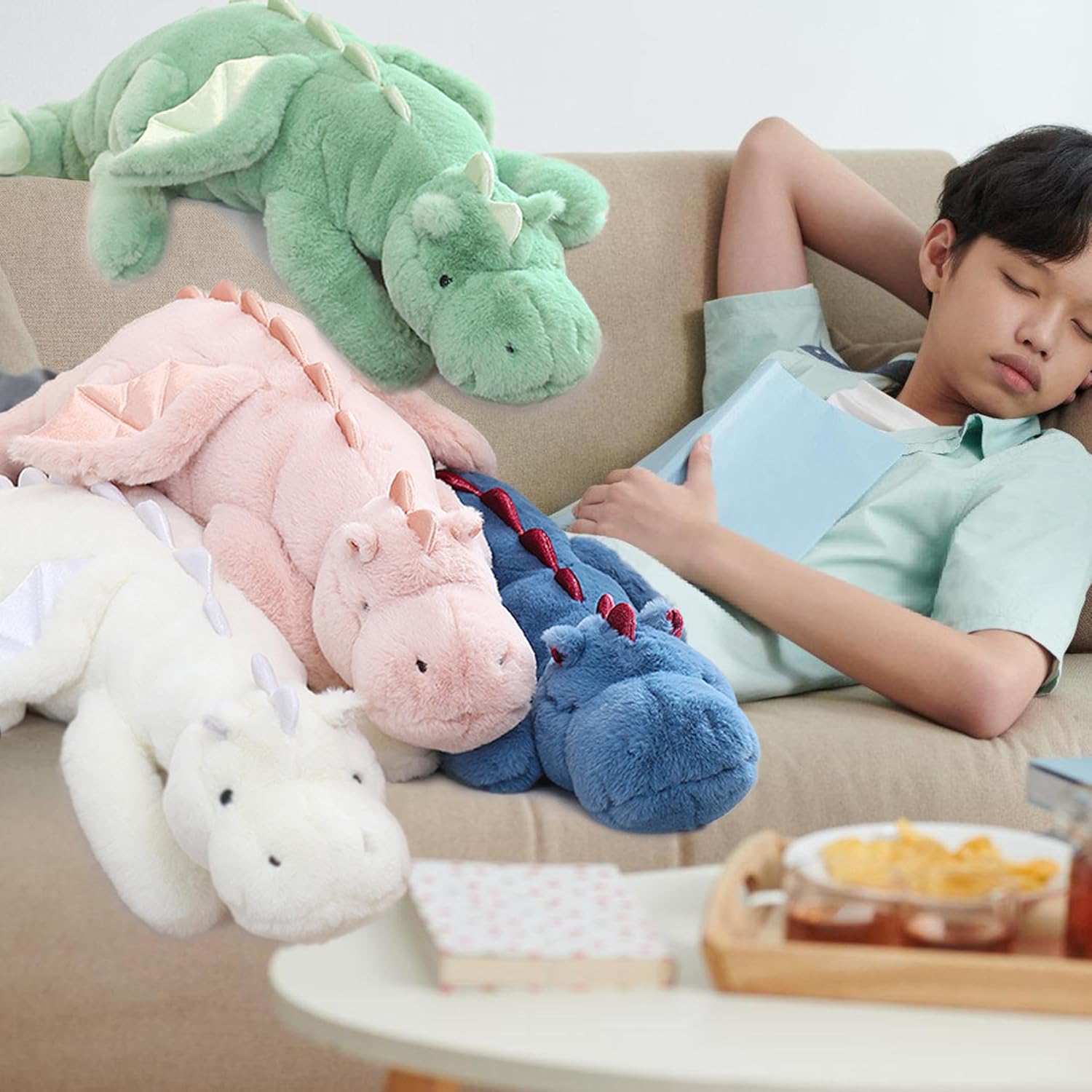 ARELUX 37in Cute Dragon Plush Toy with Wings