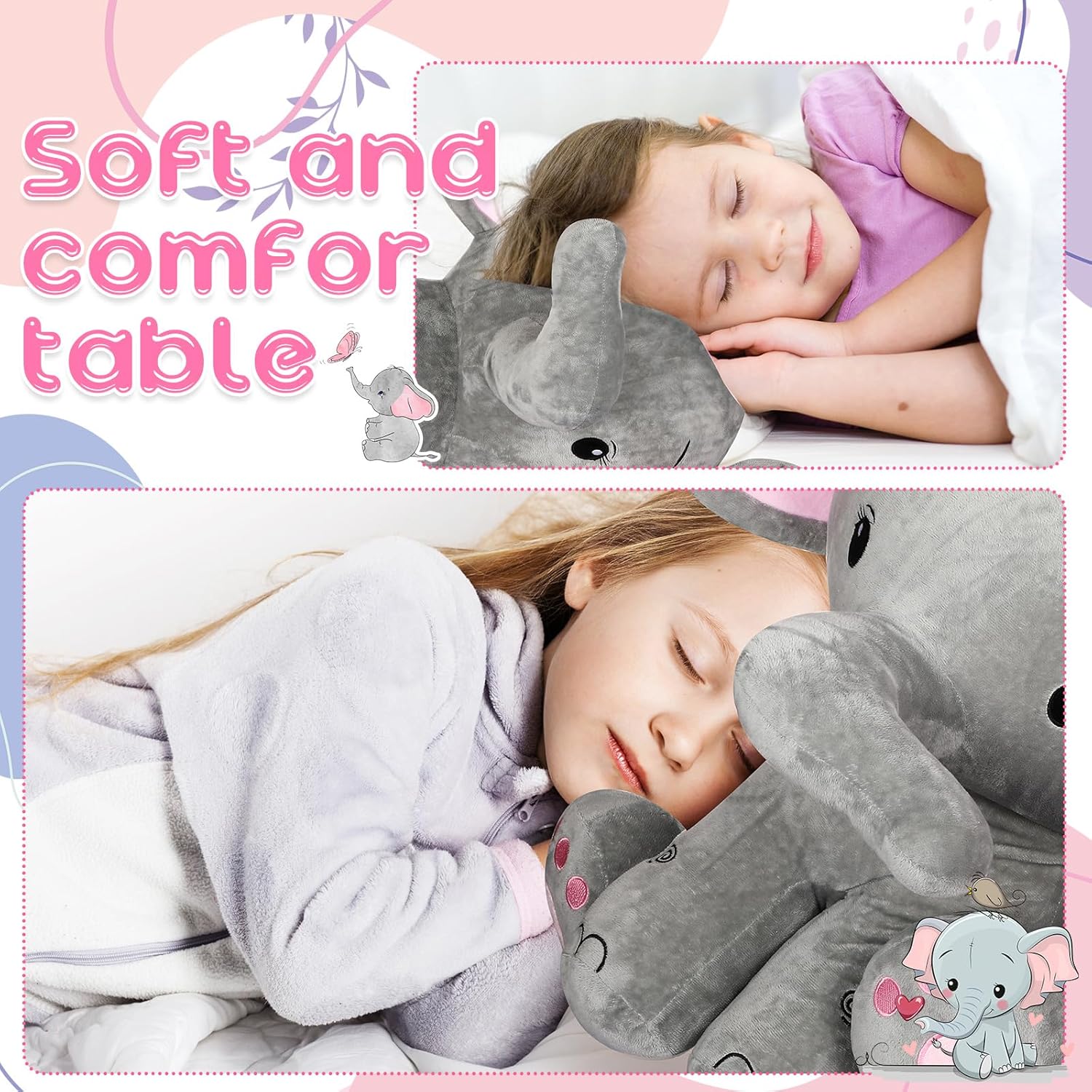Jenaai 24 Inch Giant Plush Elephant for Kids