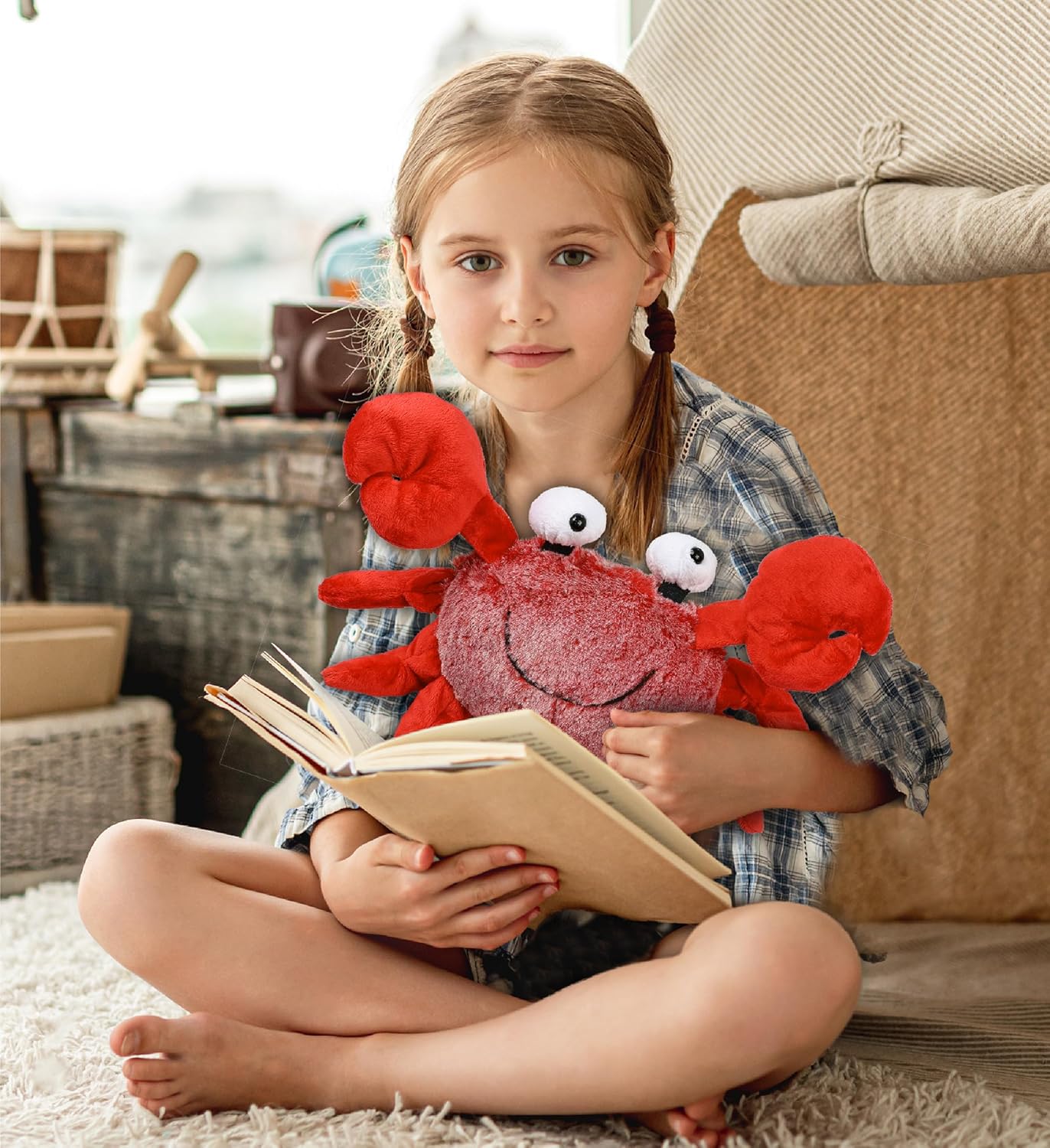 DolliBu Red Crab Plush Toy - 12 Inches Soft Stuffed Animal