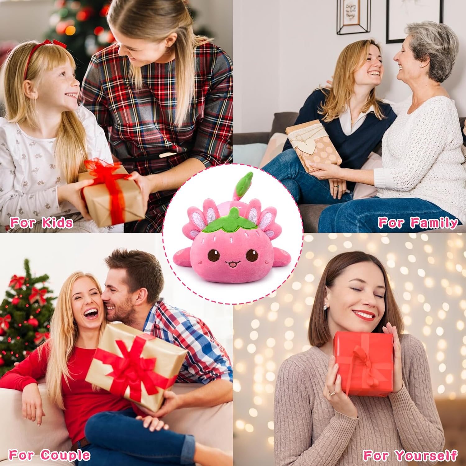 Cute Strawberry Axolotl Plushie Toy 8 Inch