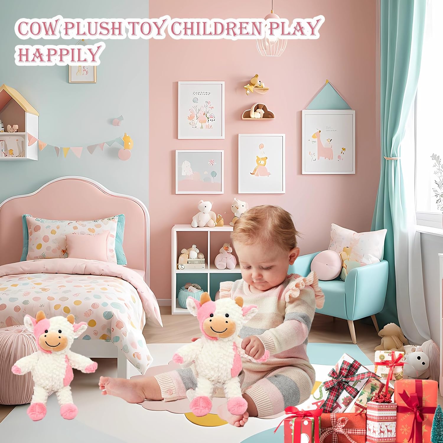 118 Inch Cute Cow Stuffed Animal Plush Toy