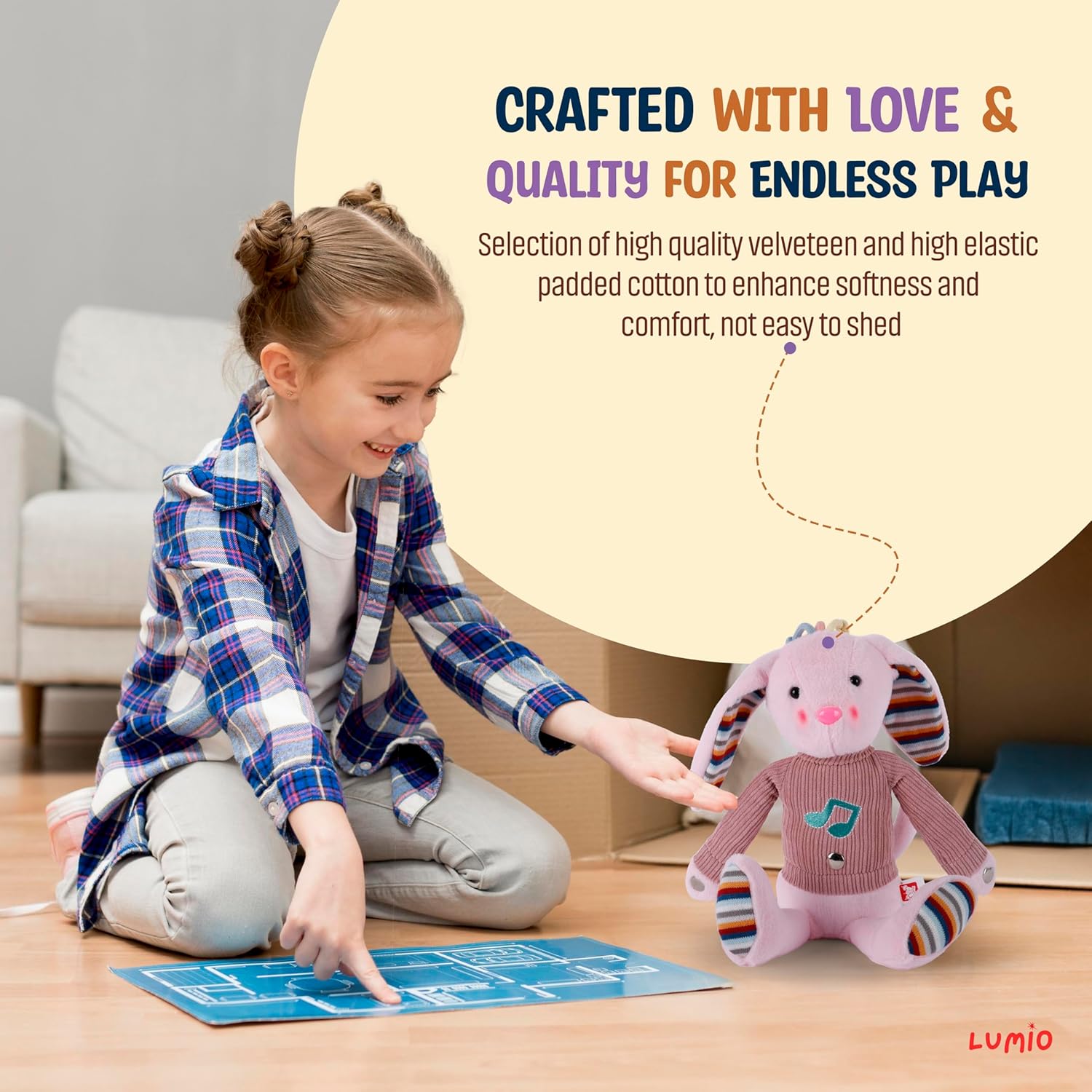 Lumio Musical Bunny Plush Toy with Lights Sounds