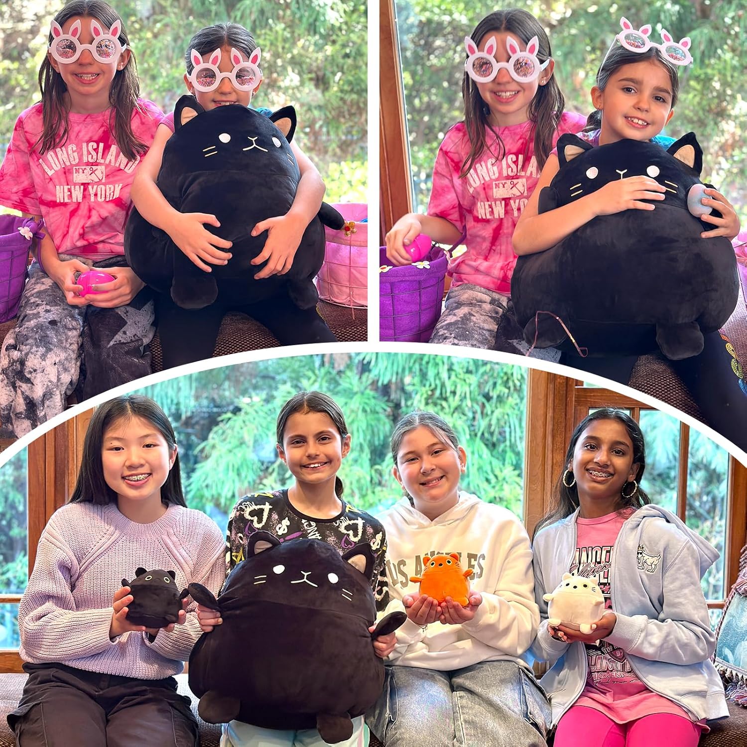 BENINI 4Pcs Giant Black Cat Plush Set