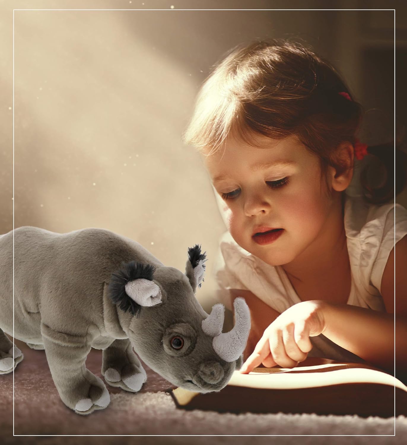 DolliBu Wild Stuffed Animal Soft Plush Rhino 14 Inch