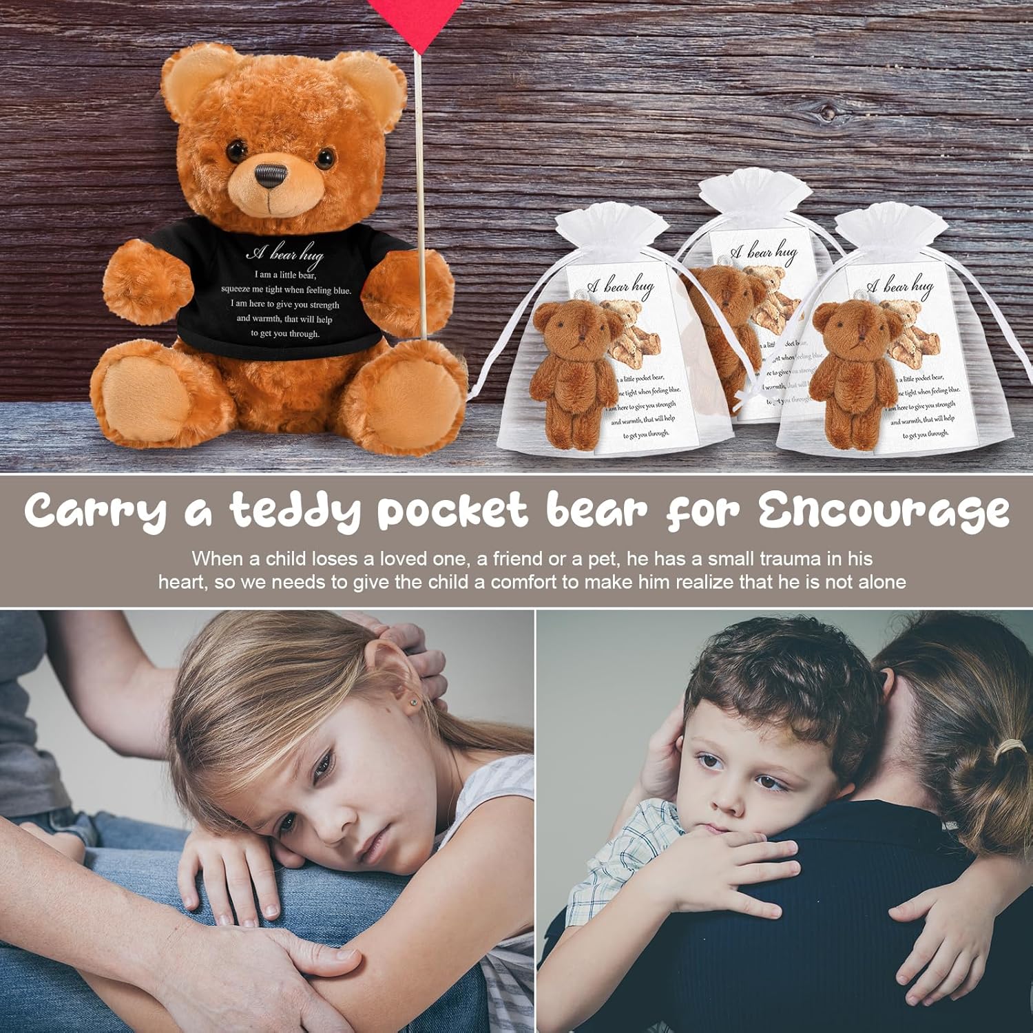 Meooeck Comfort Bear Plush Stuffed Animal Sympathy Gift