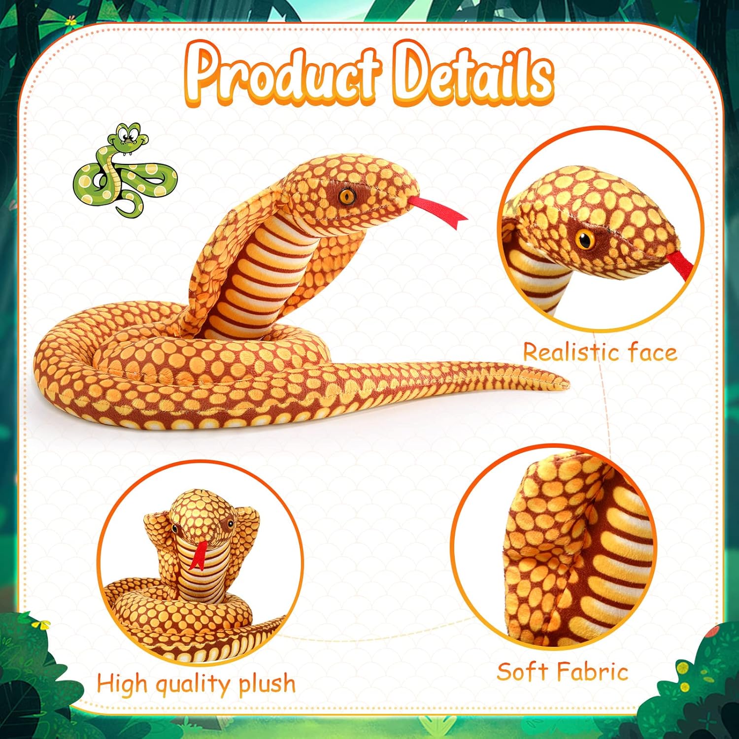Zhanmai 2 Pcs Lifelike Cobra Plush Snake Toy