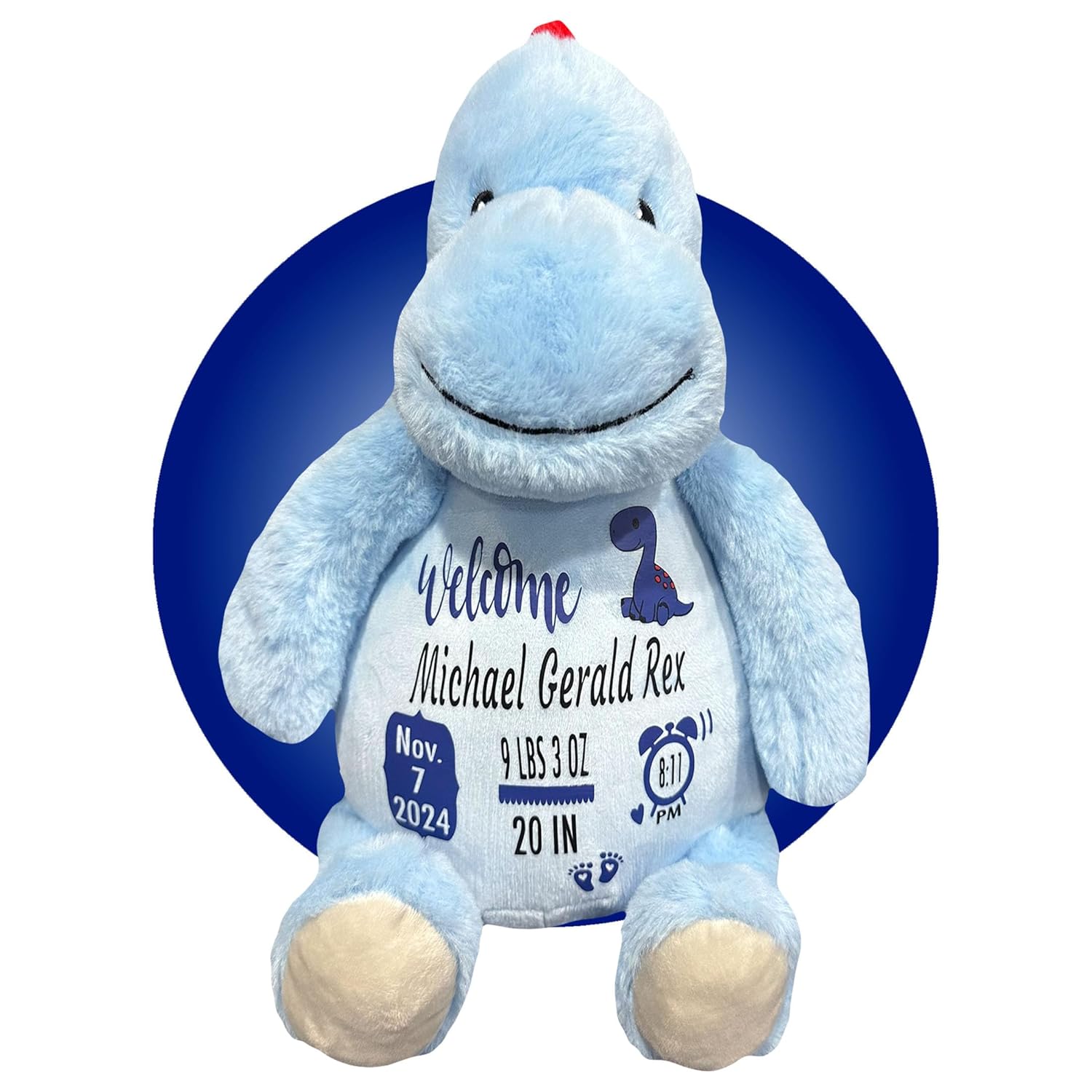 Baby Birth Stats Plush - Green Dinosaur