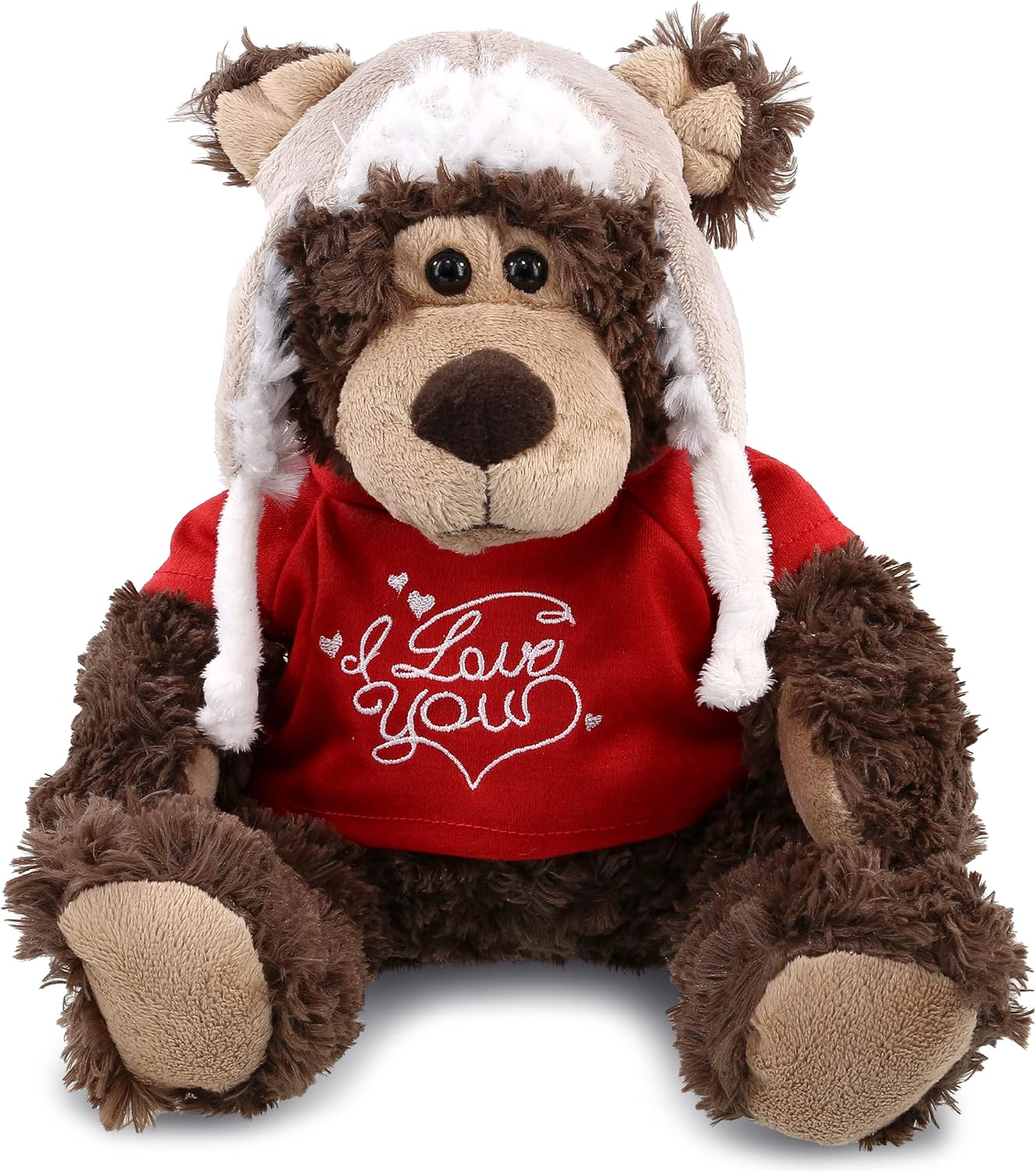 DolliBu I Love You Grizzly Bear Plush with Clothes