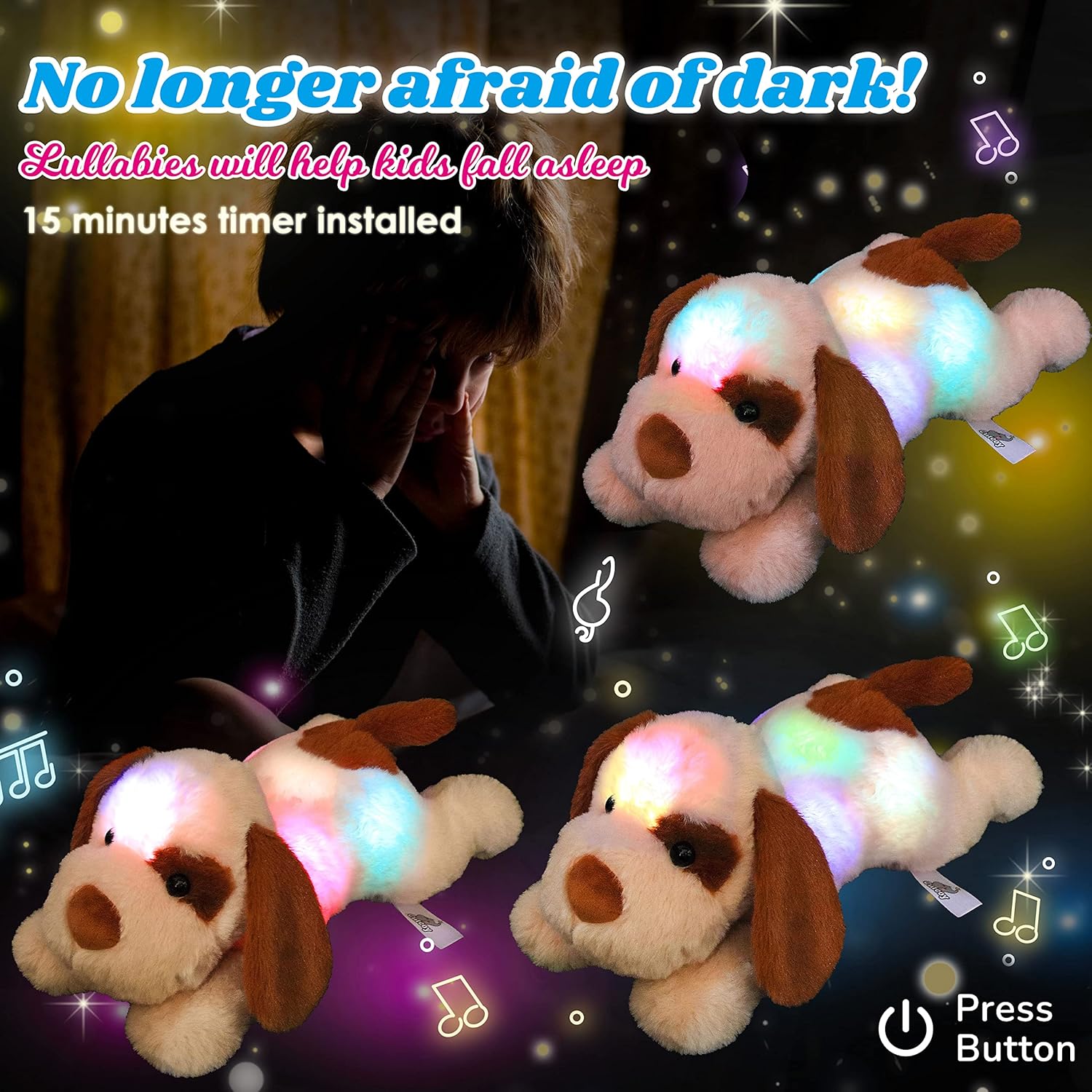 Cuteoy Musical Plush Dog Nightlight Toy 14 Inch 1