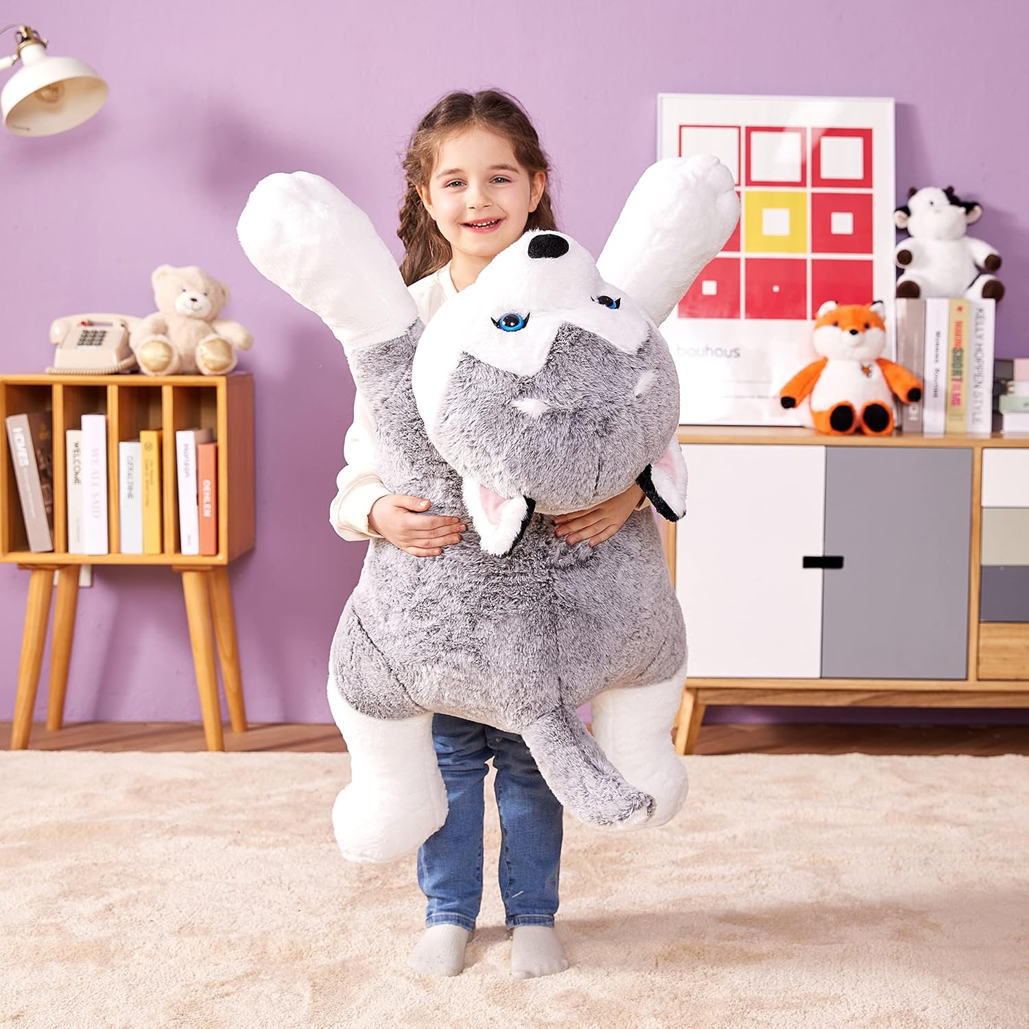 IKASA Giant Husky Plush Toy 30 Inch Big Size Stuffed Animal
