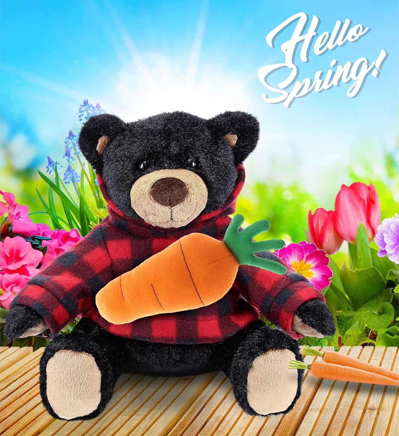 DolliBu Personalized Easter Black Bear Plush with Carrot