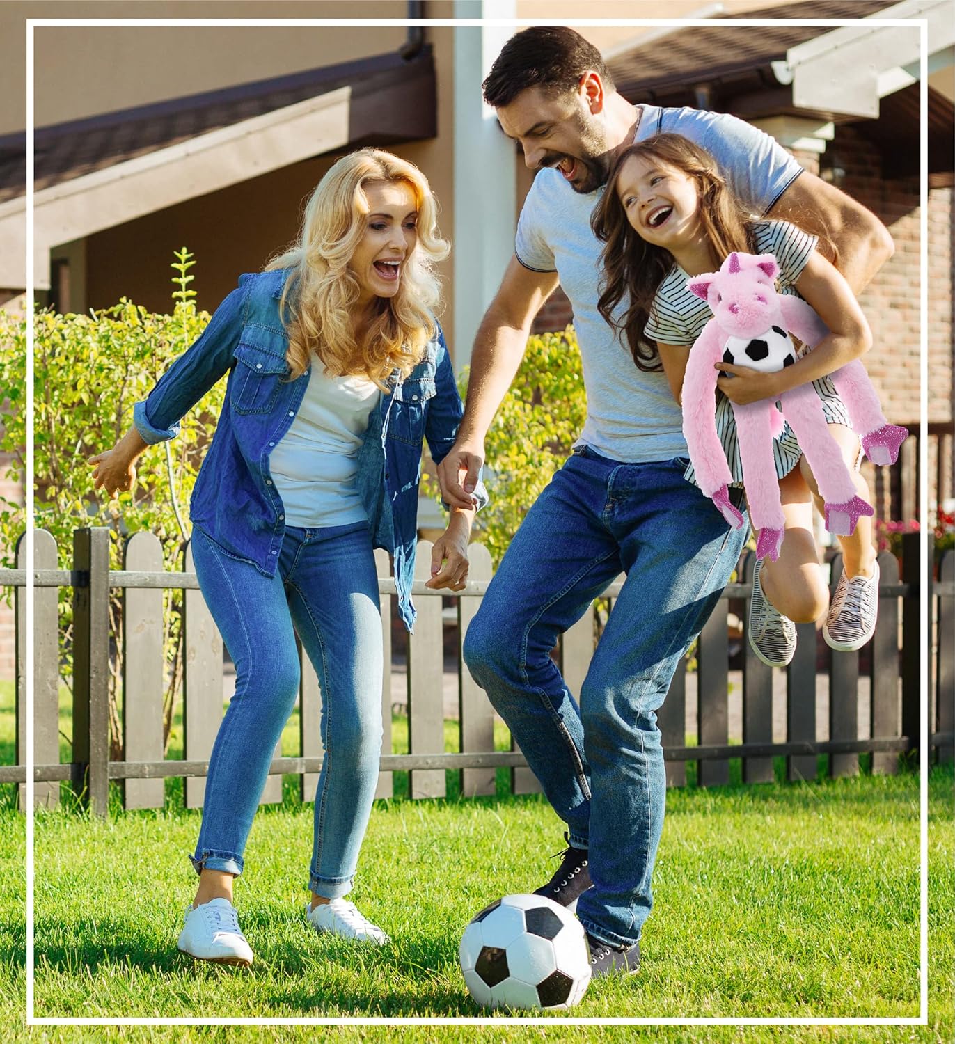 DolliBu Long Arms Unicorn Plush with Soccer Ball - 21 Inches