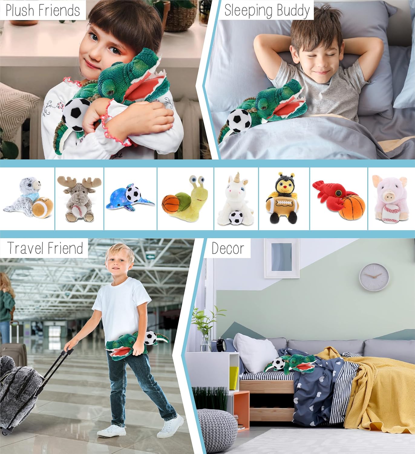 DolliBu Green Alligator Plush with Soccer Ball - 18 Inches 1