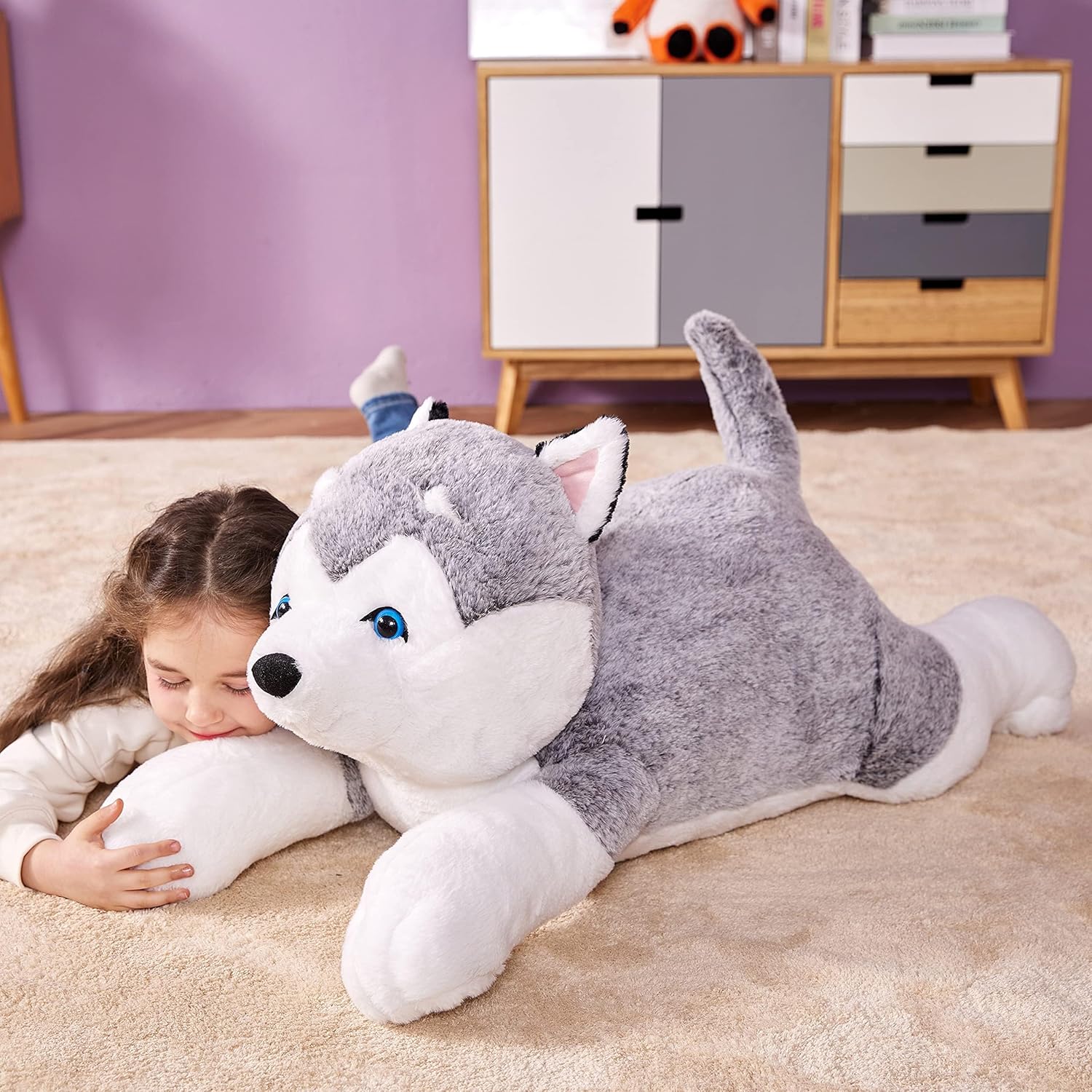 IKASA Giant Husky Plush Toy 30 Inch Big Size Stuffed Animal