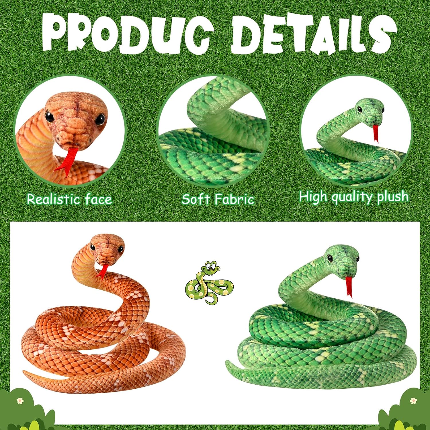 HyDren 2 Pcs Giant Plush Snake Toys for Kids