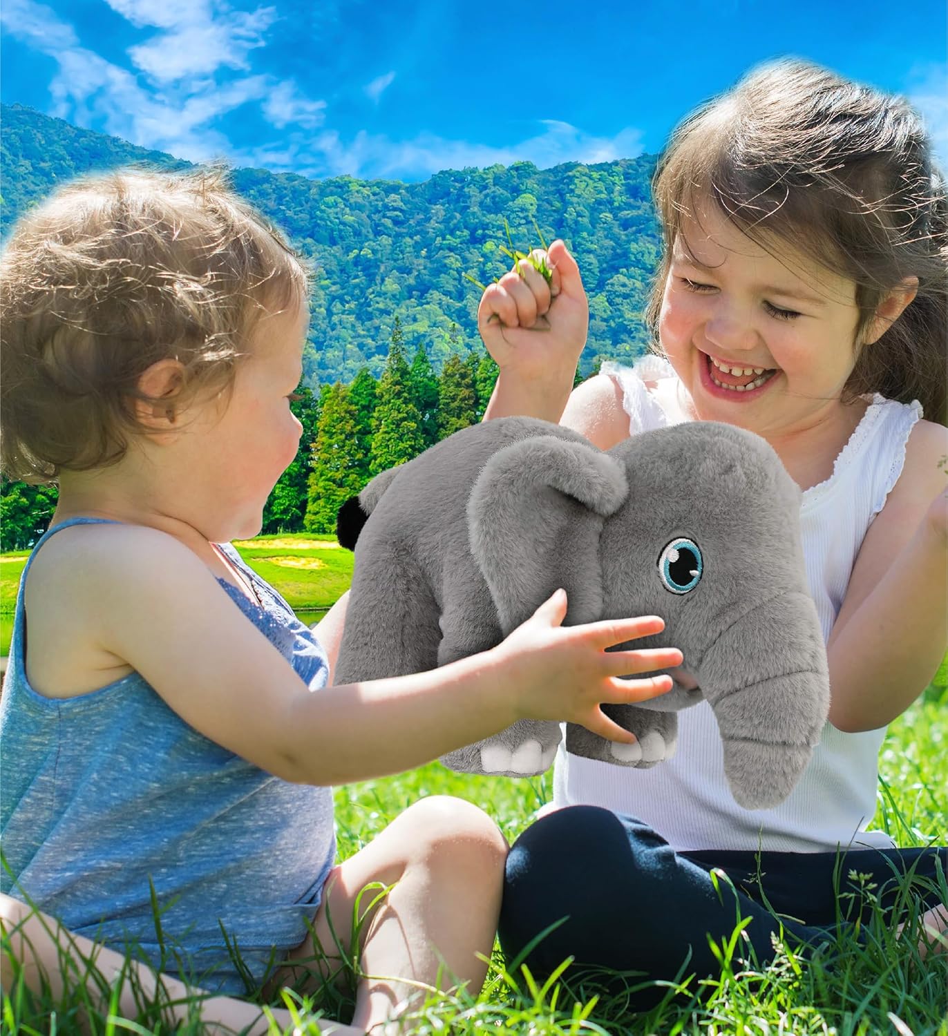 DolliBu Elephant Eco-Friendly Plush Toy 14 Inch Huggable Soft Playtime Stuffed Animal