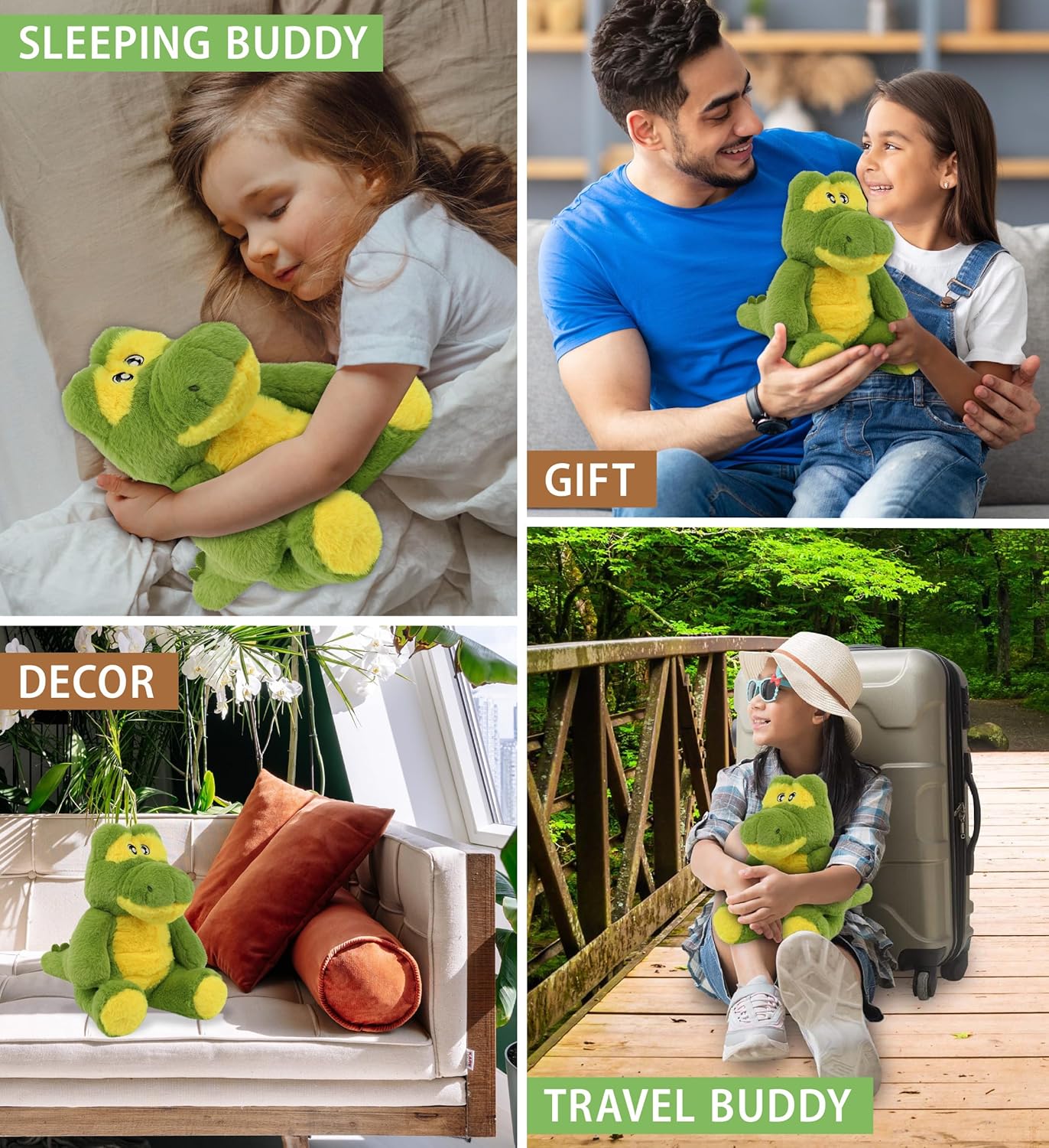 DolliBu Alligator Plush Toy 9 Inches Eco-Friendly Stuffed Animal