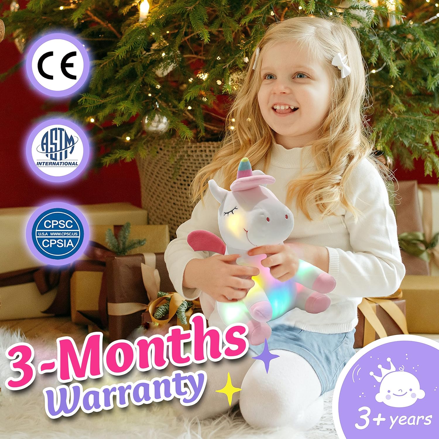 Athoinsu 12 Glowing Unicorn Plush Toy with LED Night Light