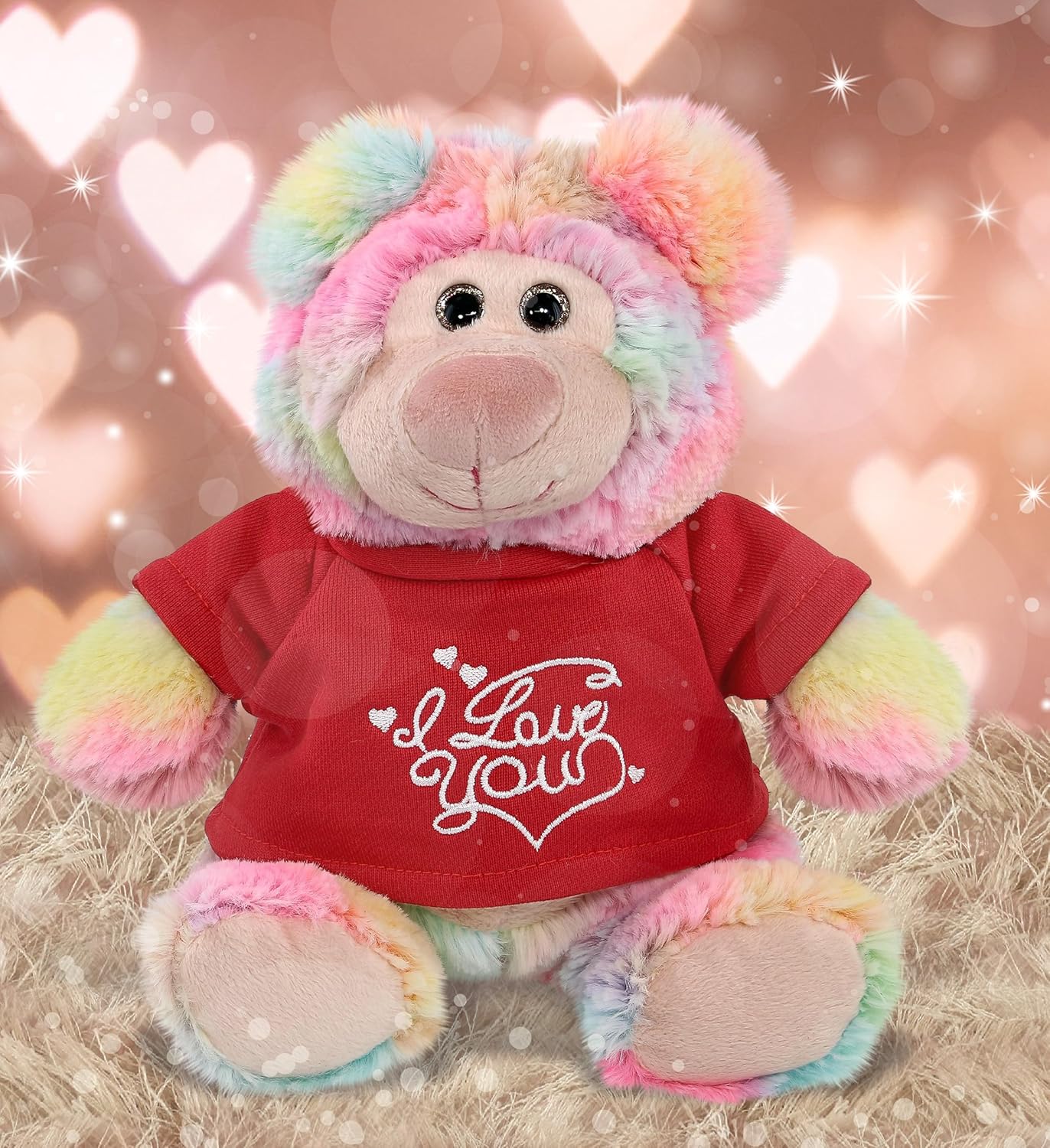 DolliBu I Love You Rainbow Bear Plush - 9 Inches