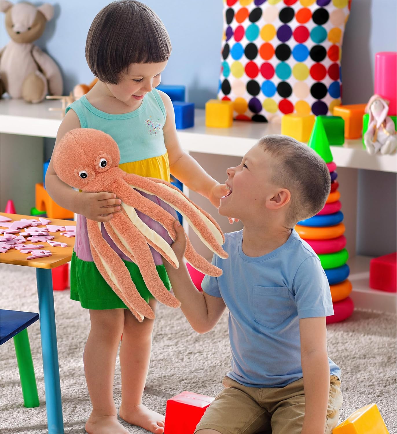 DolliBu Orange Octopus Super Soft Plush Toy 15 Inches