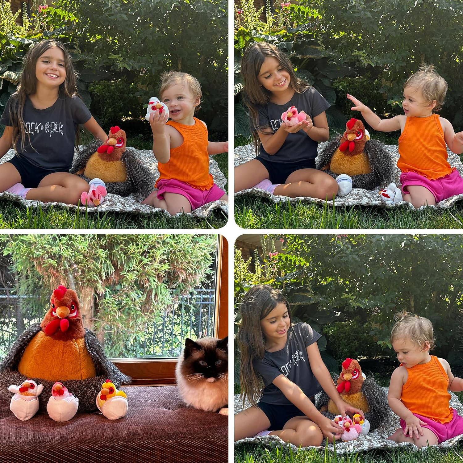 BENINY Egg Laying Hen Plush Toys with Baby Chicks and Coop