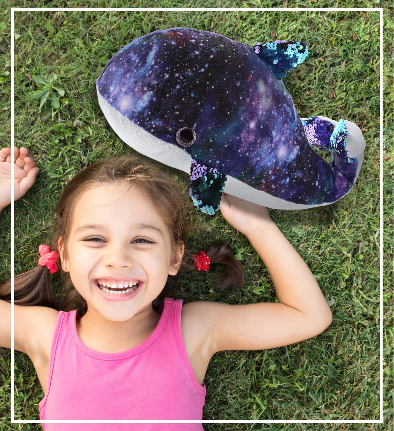 DolliBu Whale Sequin Space Plush Toy 13 Inch