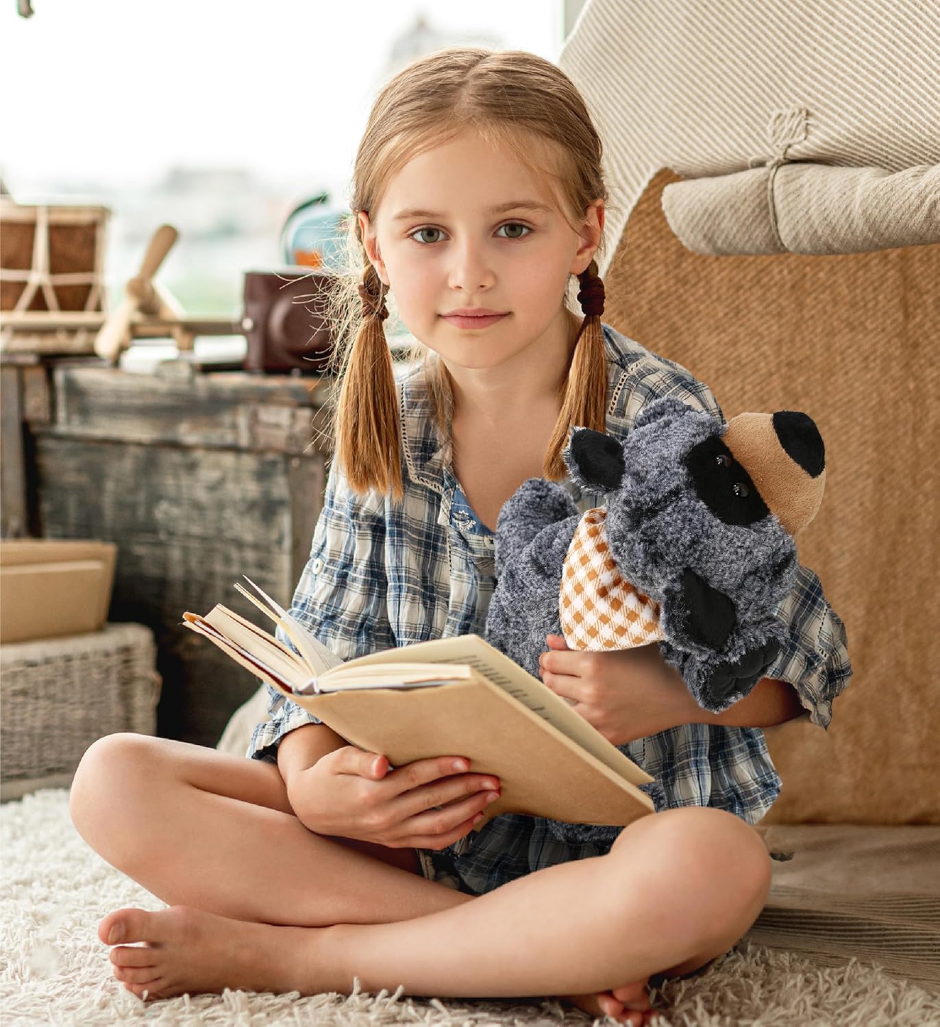 DolliBu Plush Black Bear Stuffed Animal - 9 Inches