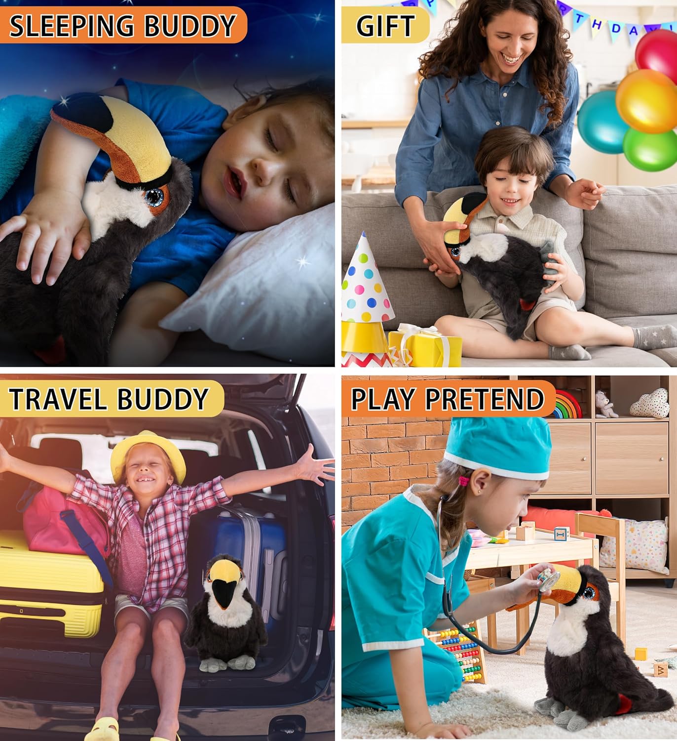 DolliBu Toucan Plush - 8 Inches Super Soft Stuffed Animal