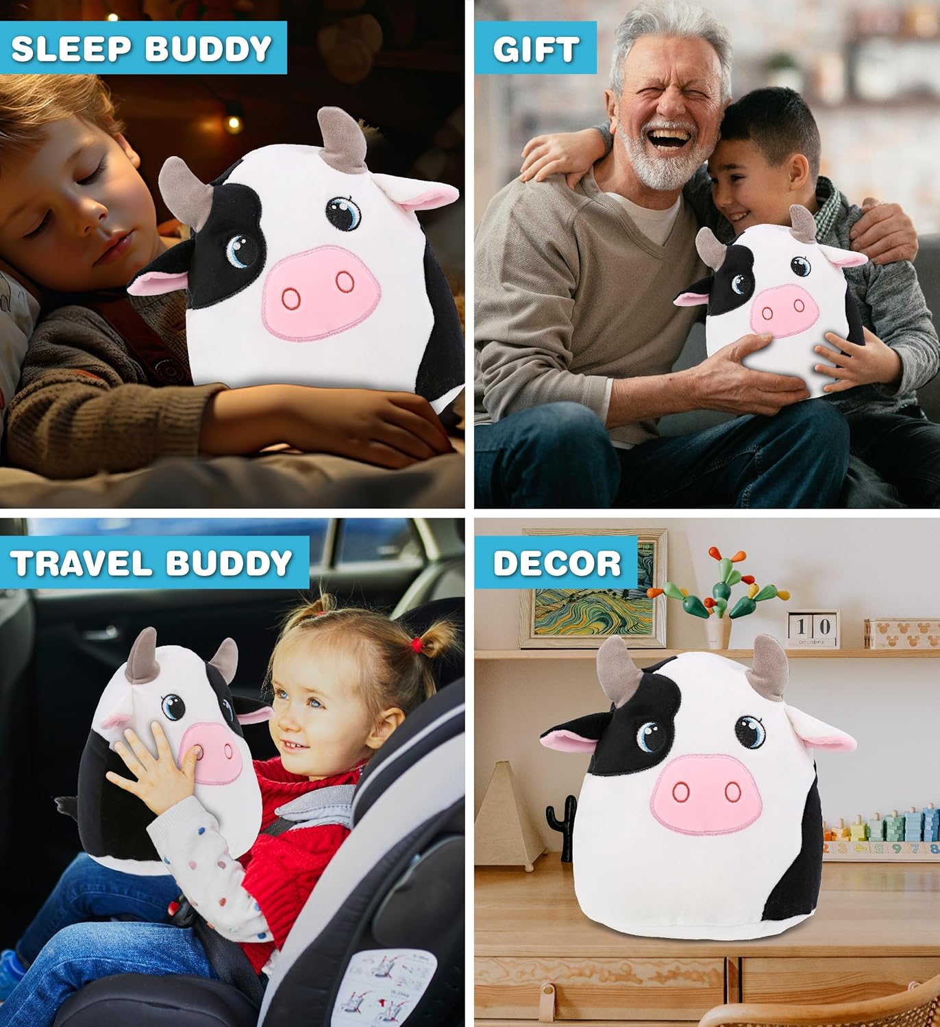 DolliBu Snug-Mooshies Cow Plush Toy - 10 Inch
