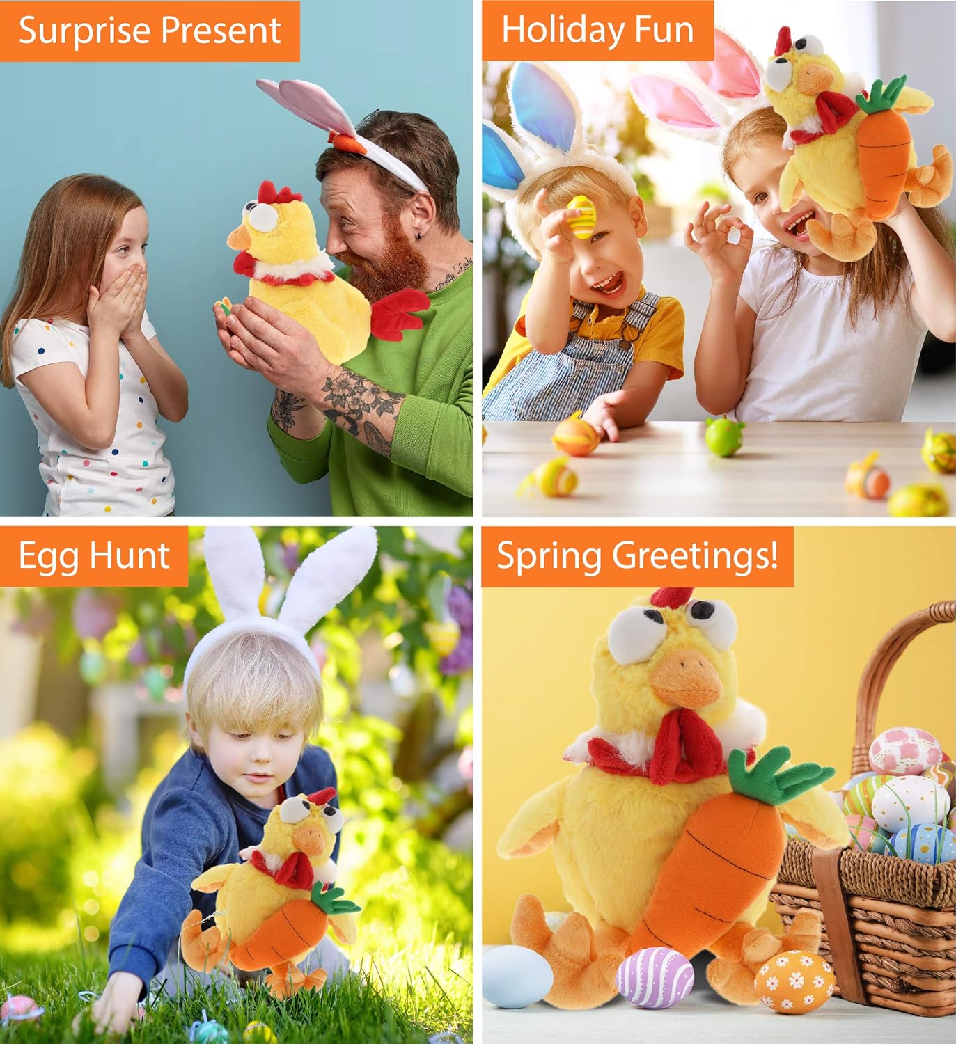 DolliBu Easter Happy Rooster Plush Toy - 105 Inches