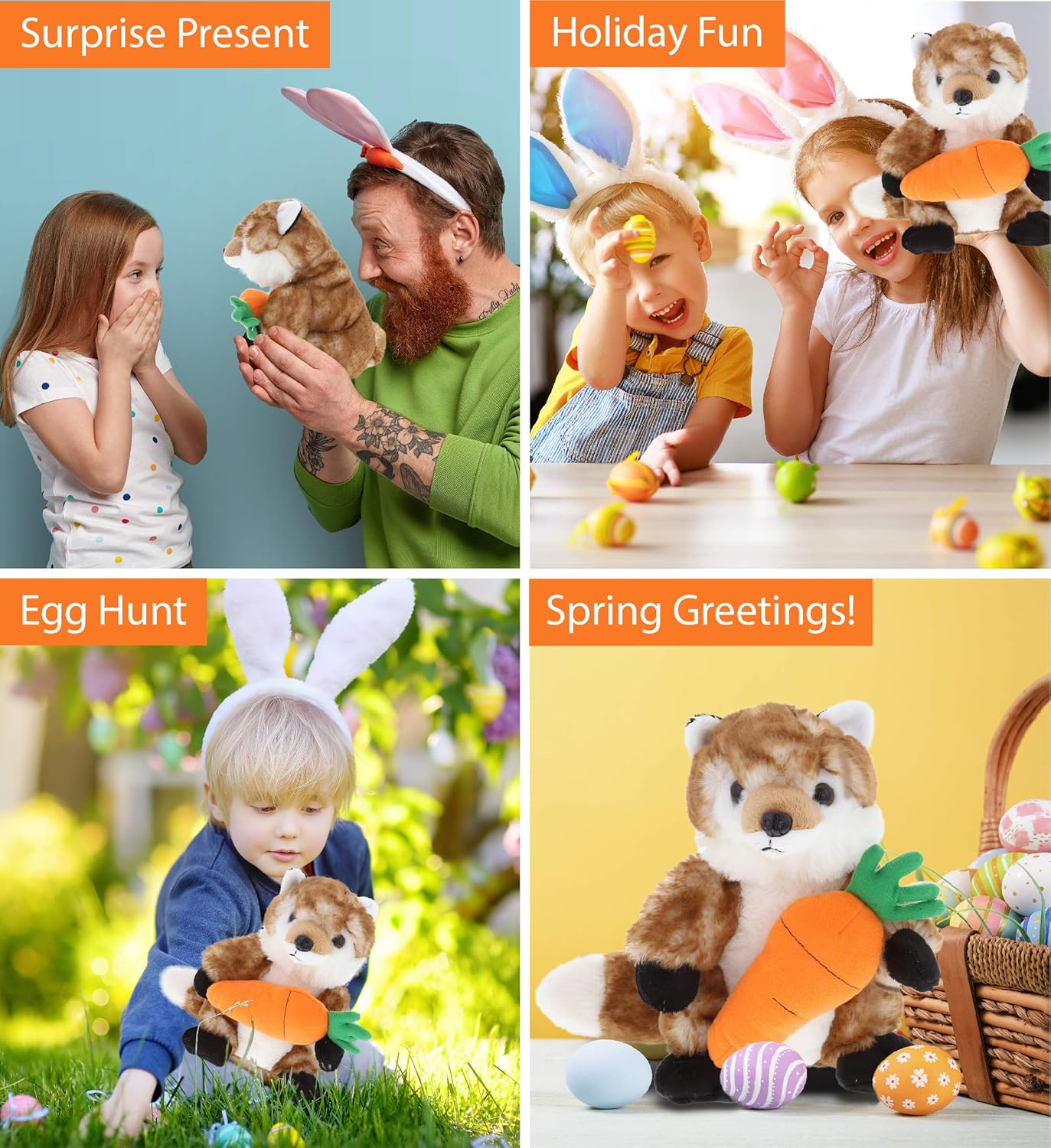 DolliBu Happy Easter Soft Plush Fox with Carrot 1