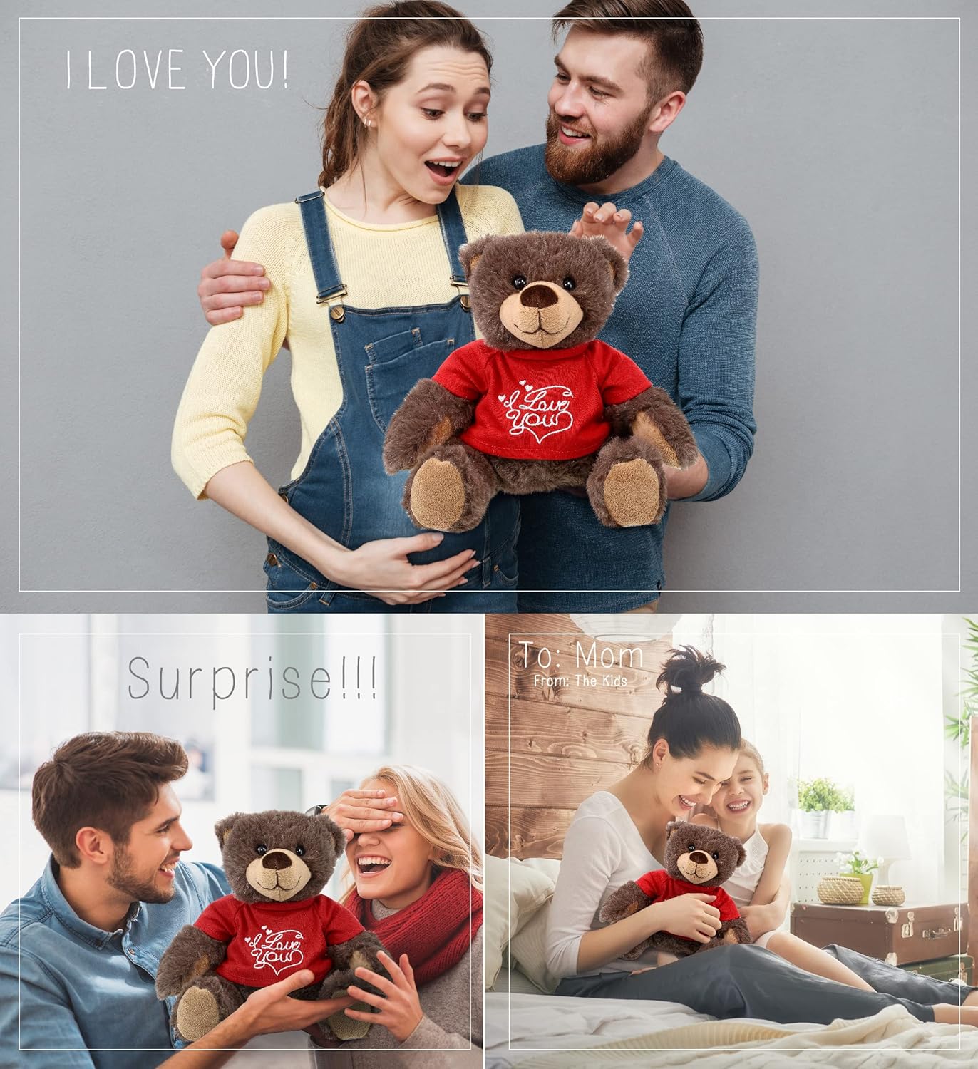 DolliBu I Love You Brown Bear Plush - 10 Inches 1