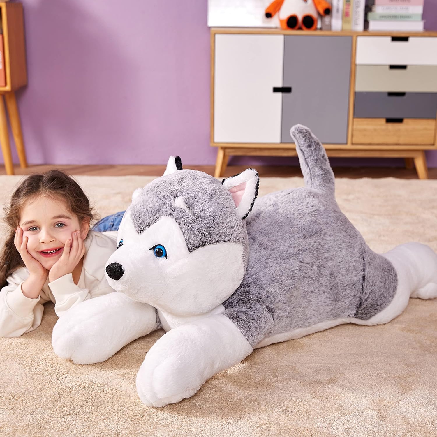 IKASA Giant Husky Plush Toy 30 Inch Big Size Stuffed Animal