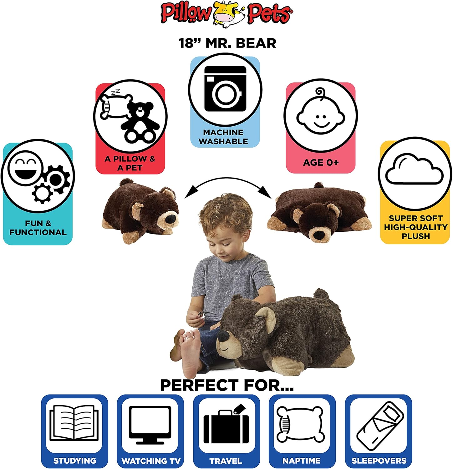 Pillow Pets Originals Mr Bear 18 Inch Plush Toy