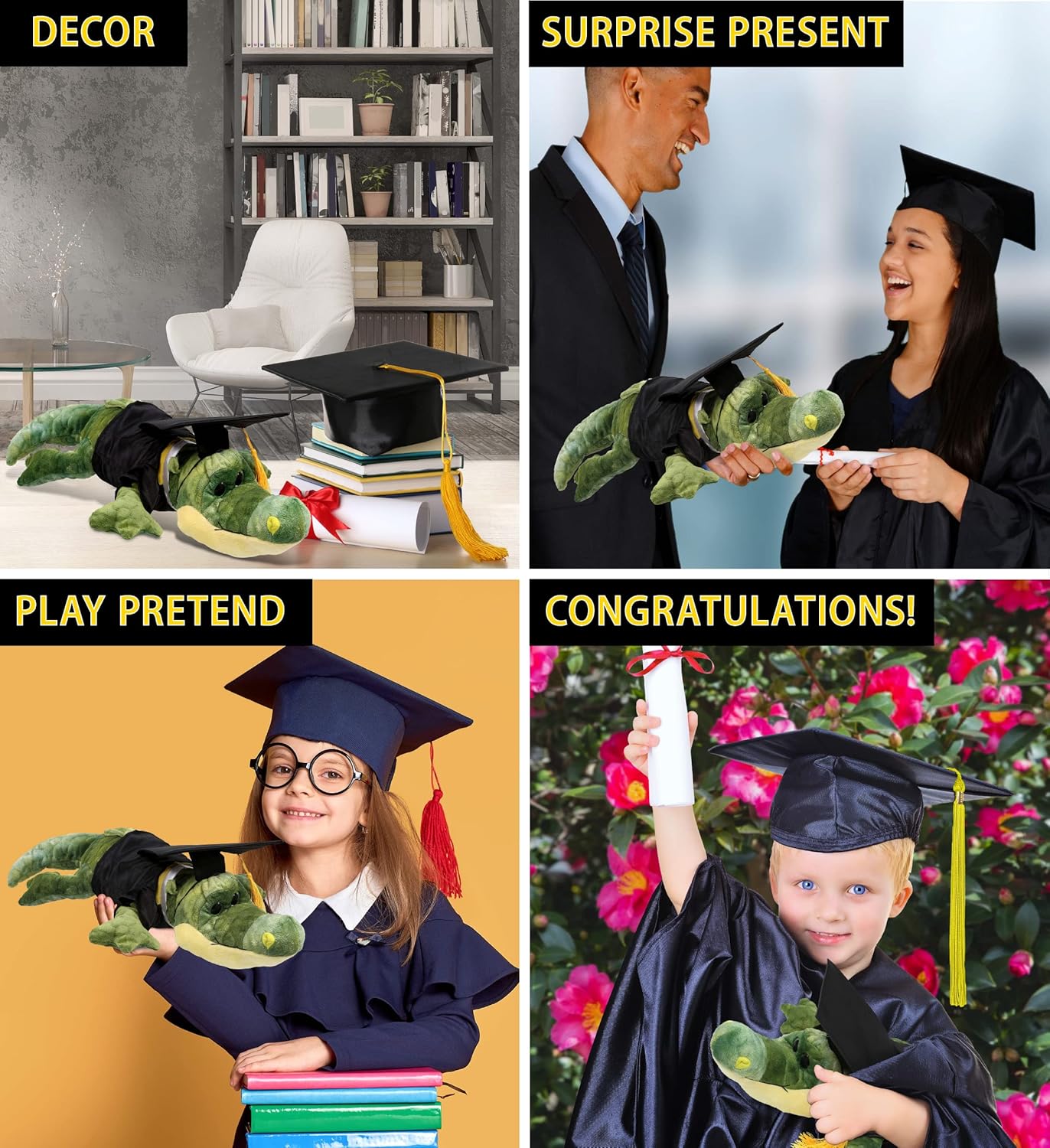 DolliBu Alligator Graduation Plush - 18 Inches with Personalization