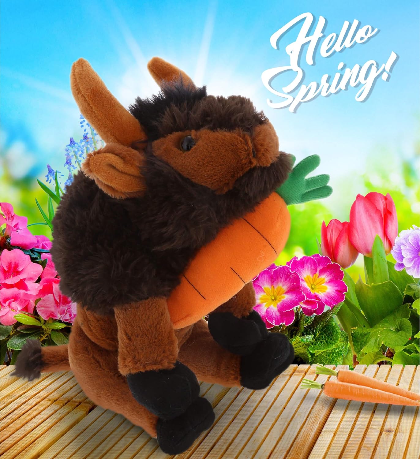 DolliBu Happy Easter Buffalo Plush Toy with Carrot