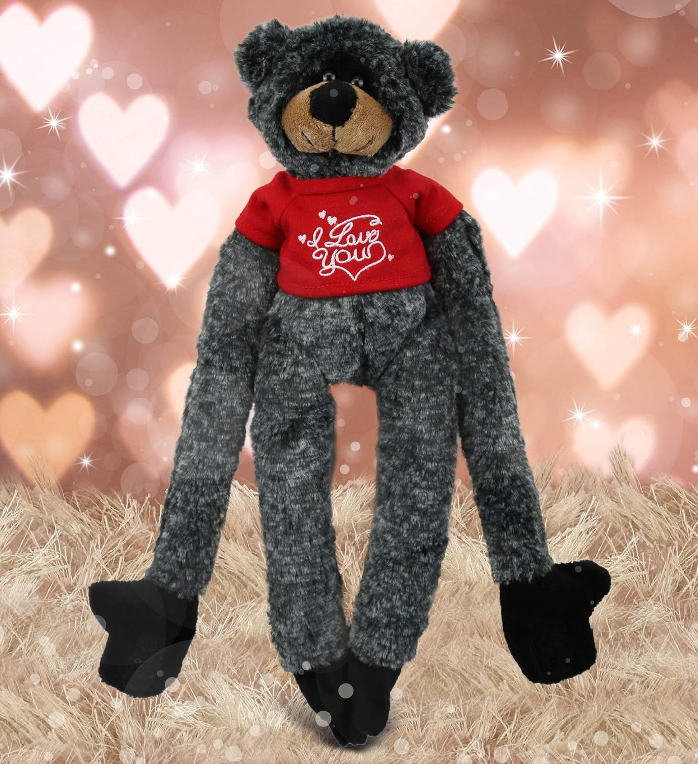 DolliBu I Love You Valentine Black Bear Plush - 21 Inches 1