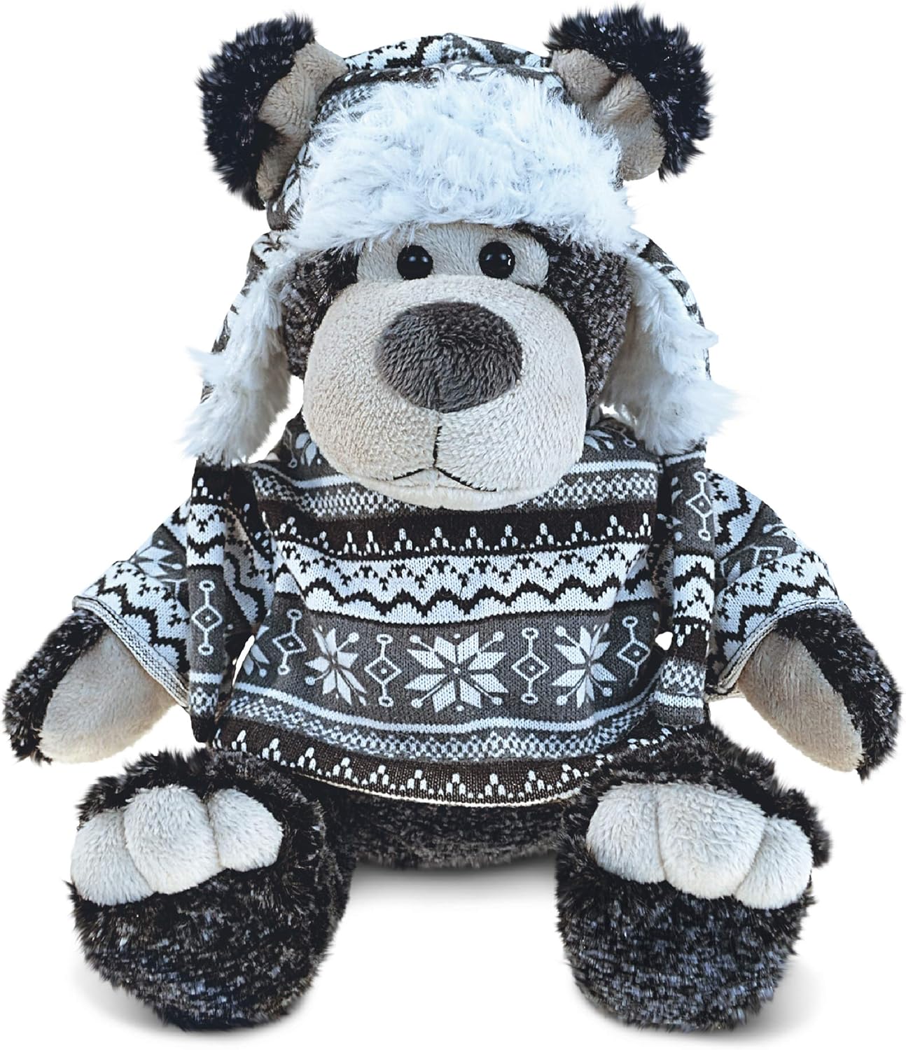 DolliBu Plush Black Bear with Hat and Sweater 1