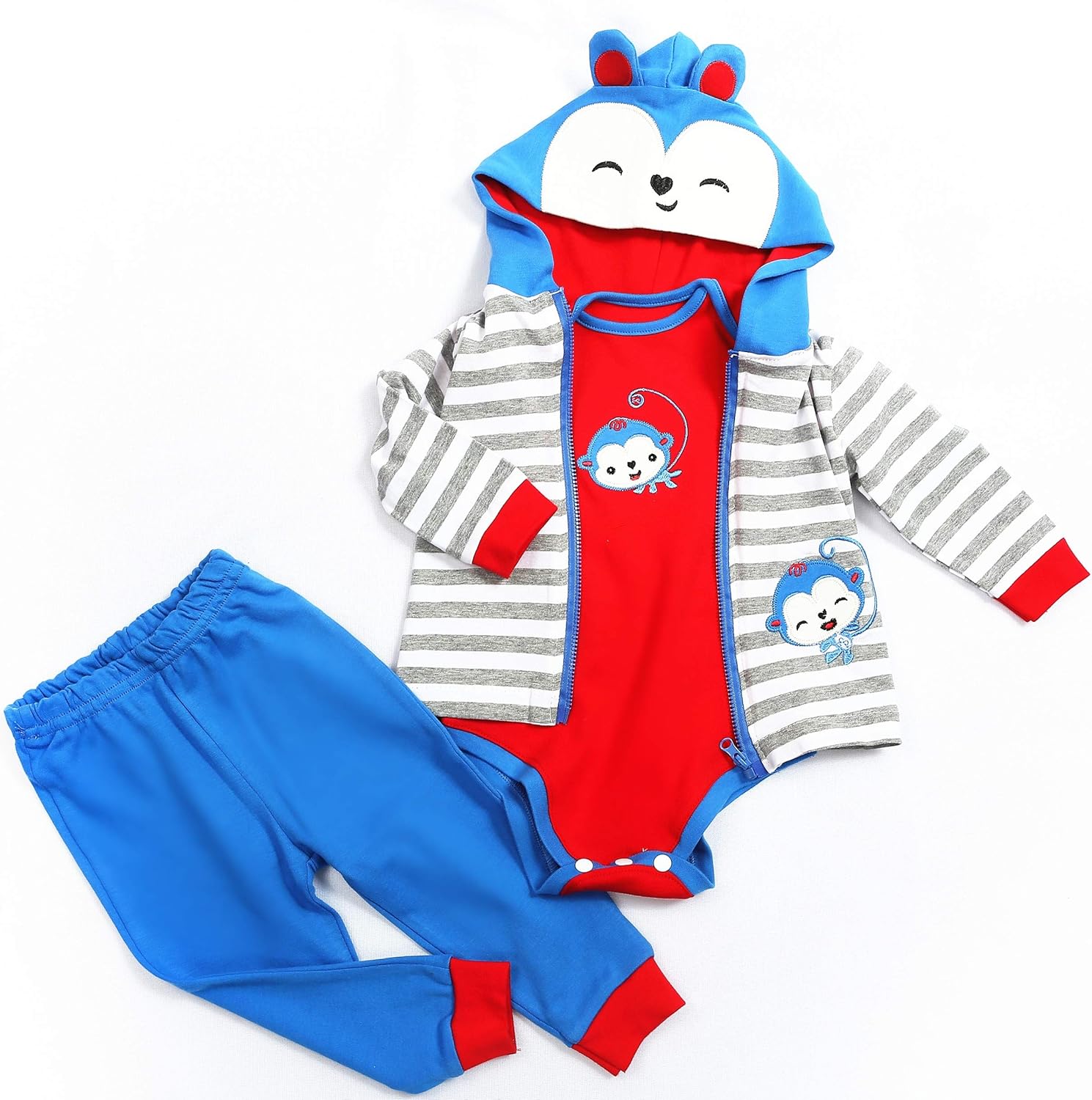Babyfere Reborn Baby Doll Clothes Blue Monkey Outfit