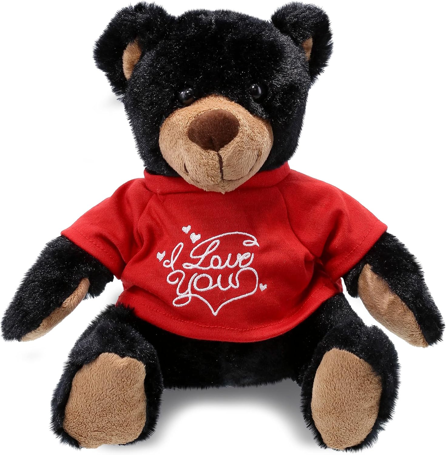 DolliBu I Love You Valentine Black Bear Plush - 10 Inches