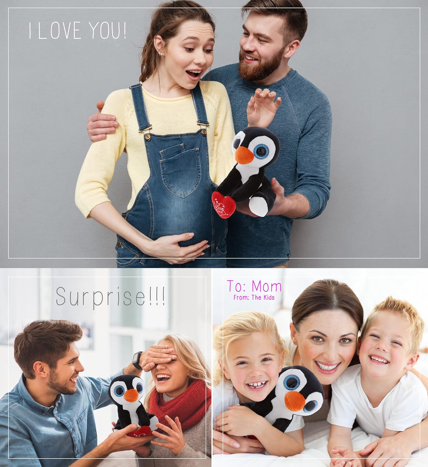 DolliBu I Love You Valentine Penguin Plush - 8 Inch